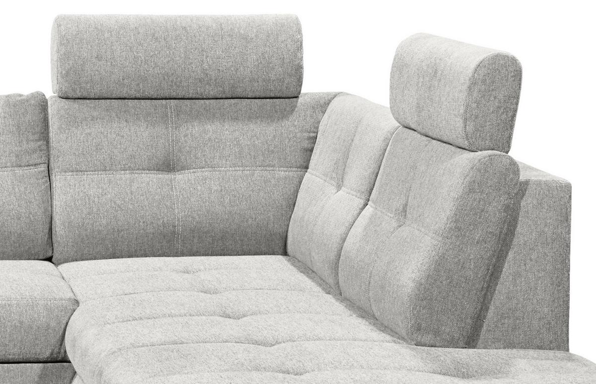 Sedací souprava ALBA U, pravá, stříbrná, úl.prostor, lůžko - barvy stříbra, Moderní, textil/plast (177/349/233cm) - MID.YOU