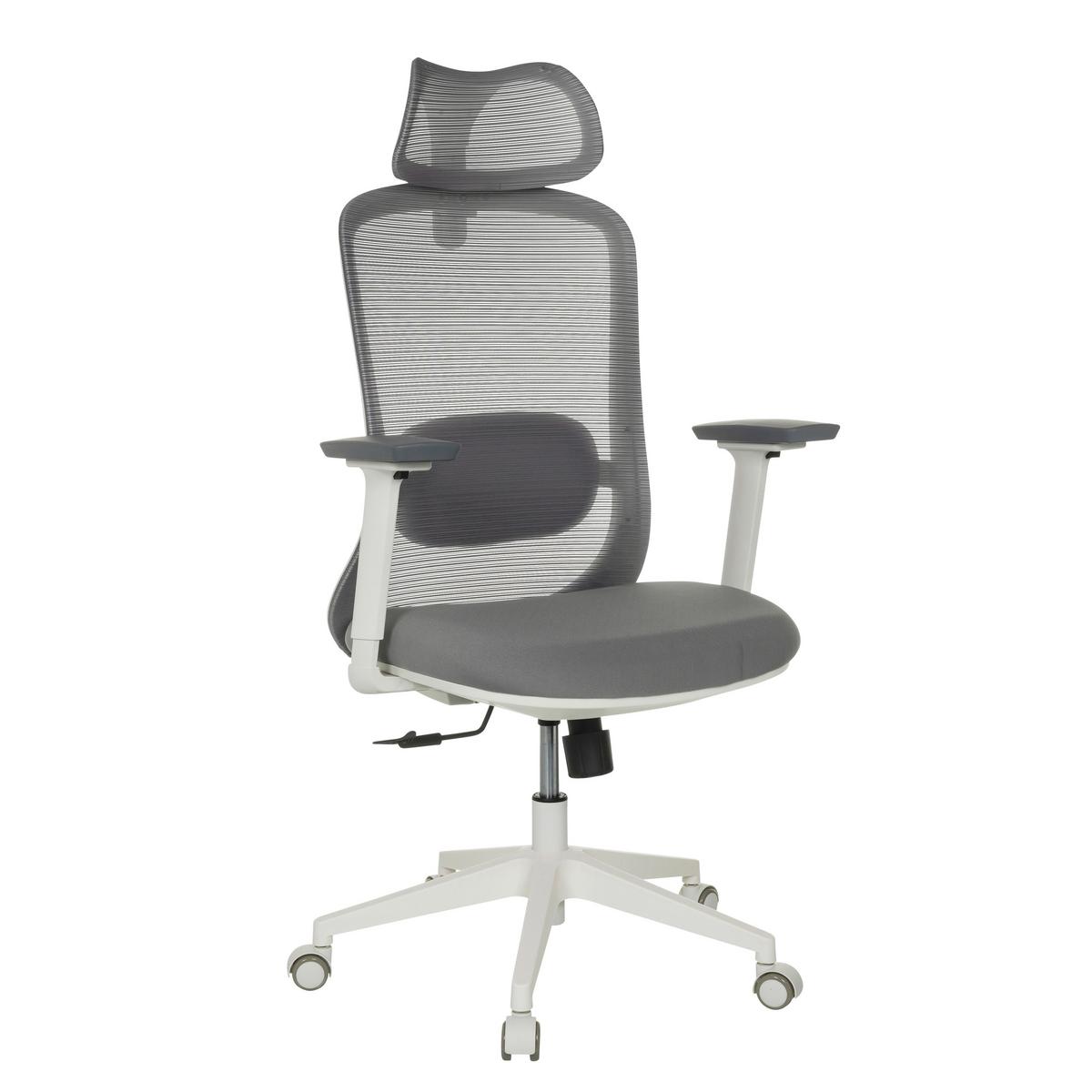 Drehstuhl Mikeo G Grau B: 67 Cm - Weiß/Grau, MODERN, Kunststoff/Textil (67/113 - 129/68cm) - MID.YOU