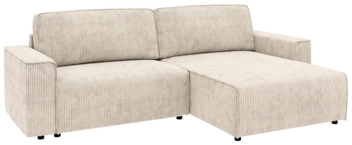 Ecksofa Chance, Creme S:265x164 cm - Creme/Schwarz, MODERN, Textil (265/164cm) - Trendmanufaktur