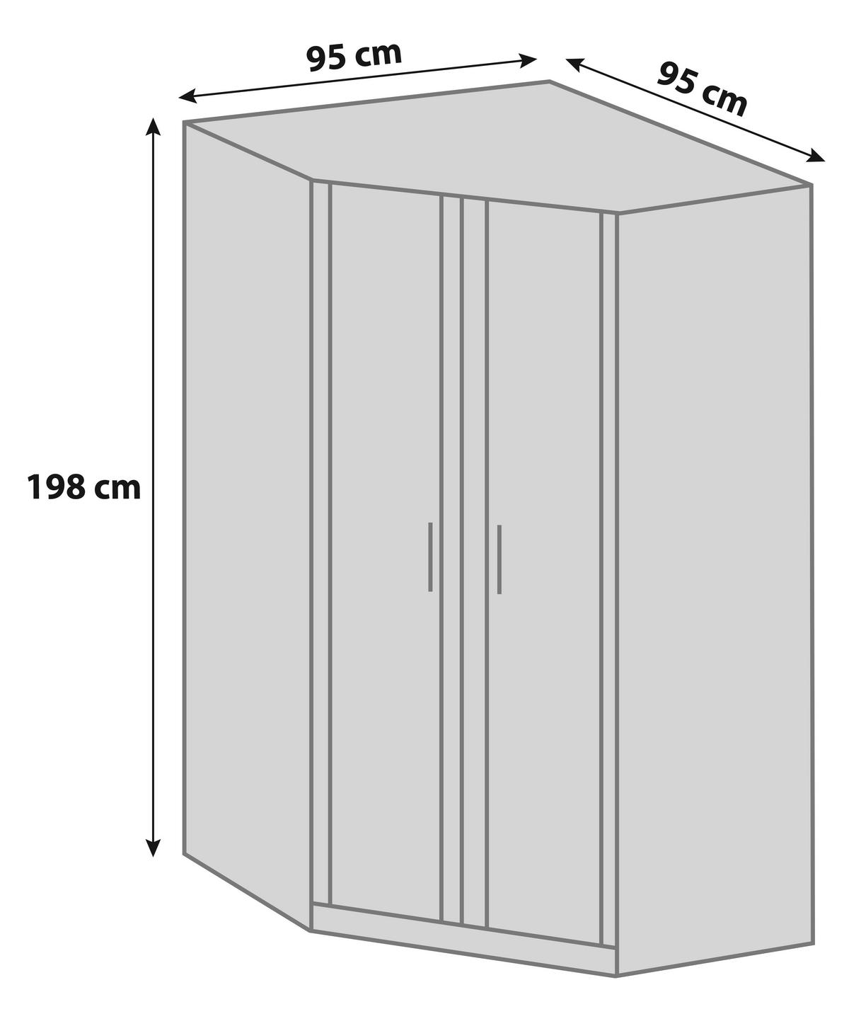 Eckschrank B: 95 Cm Osaka, Weiß - Weiß, KONVENTIONELL, Holzwerkstoff (95/198cm) - MID.YOU
