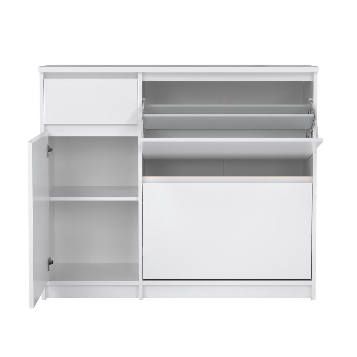 Cipősszekrény Naia 108,9/92,9cm - magasfényű fehér, Design, faalapú anyag (108,9/92,9/31,5cm) - Livetastic
