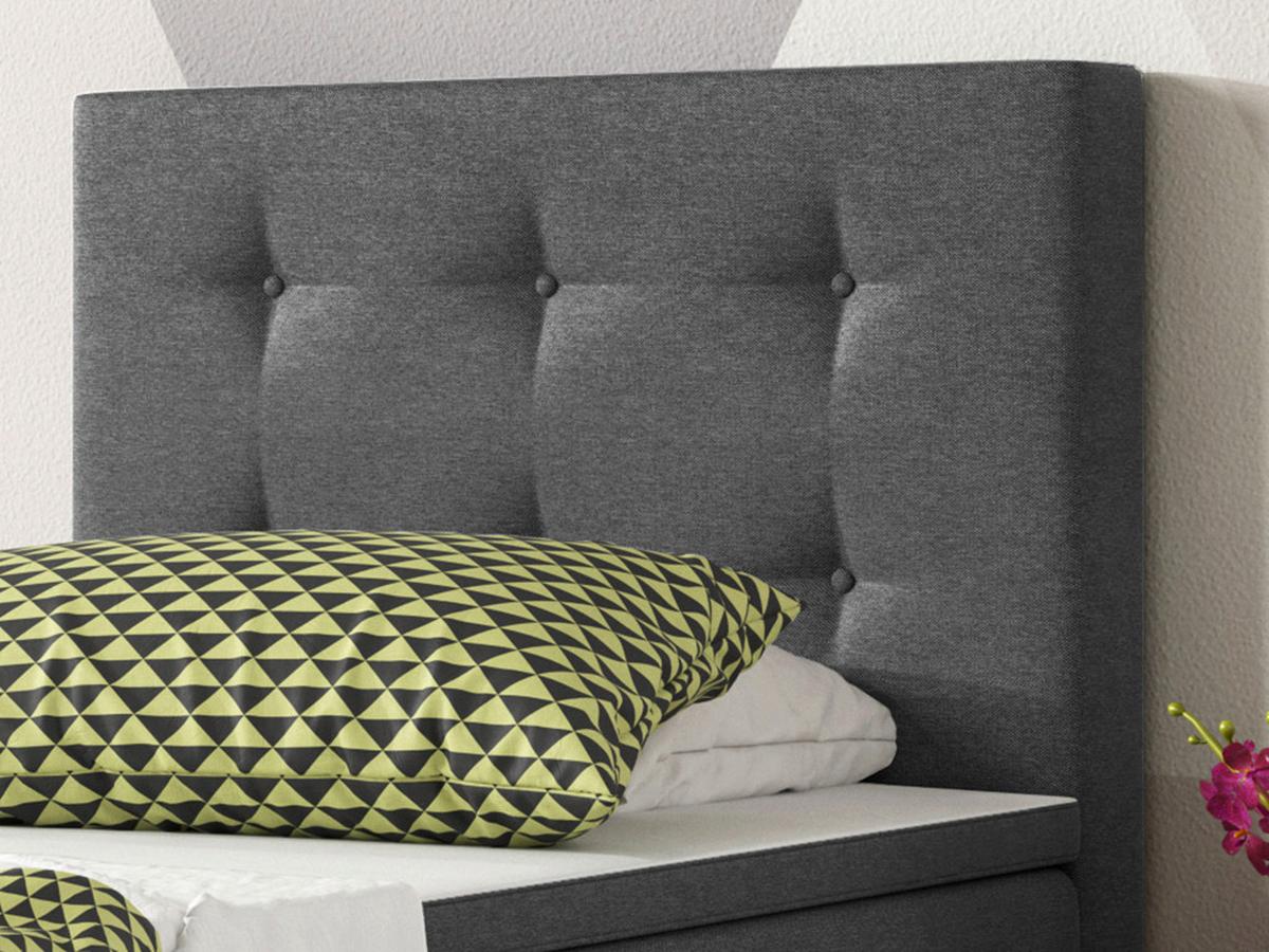 Boxspringbett Mit Topper 90x200 Köln - Anthrazit/Silberfarben, KONVENTIONELL, Textil (90/115/210cm) - MID.YOU