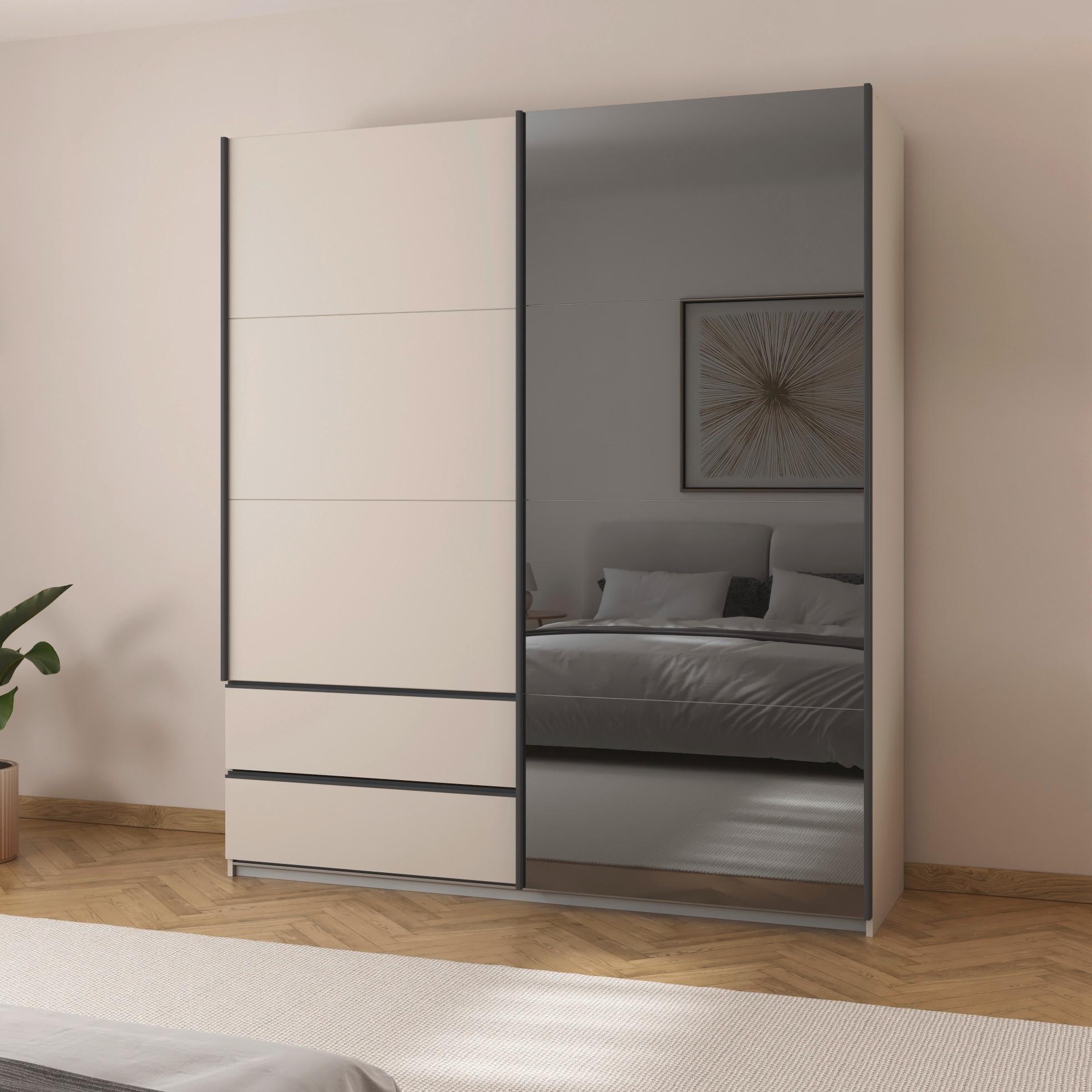 Šatníková skriňa ELARA - sivá/biela, Konventionell, kompozitné drevo (181/210/62cm) - Premium Living