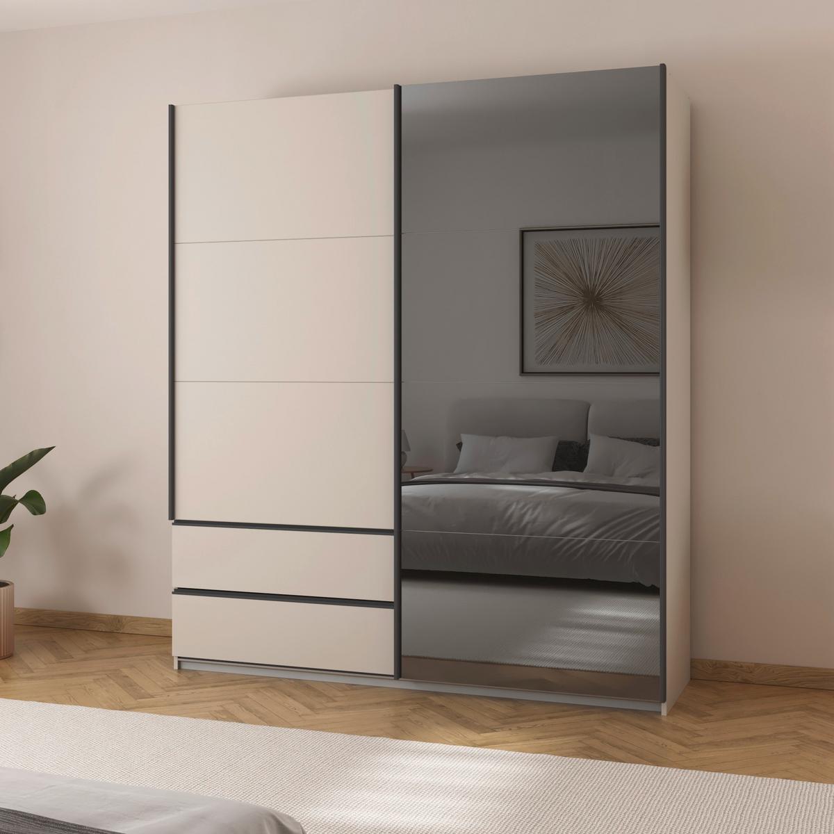 Šatníková skriňa ELARA - sivá/biela, Konventionell, kompozitné drevo (181/210/62cm) - Premium Living