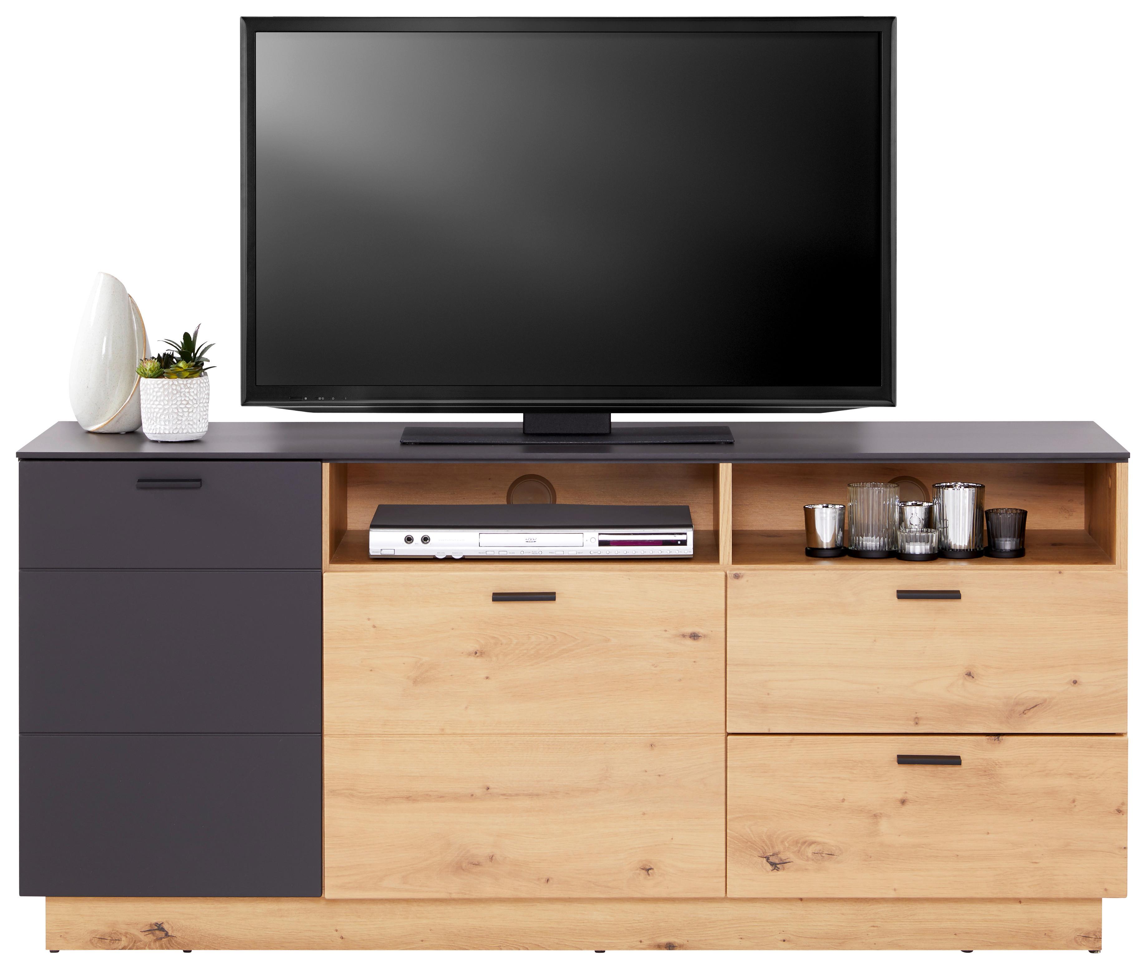 Tv-element Tonale B: 146,8 Cm Eiche Dekor/grau - Eichefarben/Eiche Artisan, MODERN, Holzwerkstoff (146,8/68,6/40cm)