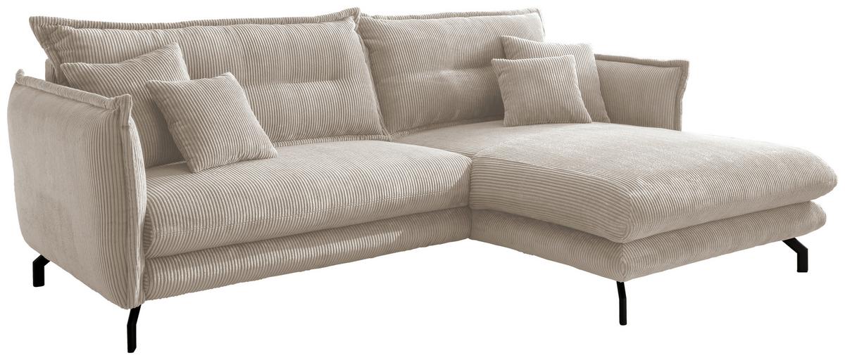 Ecksofa Lava Beige S: 255/180 Cm - Beige/Schwarz, MODERN, Textil (255/180cm) - Livetastic