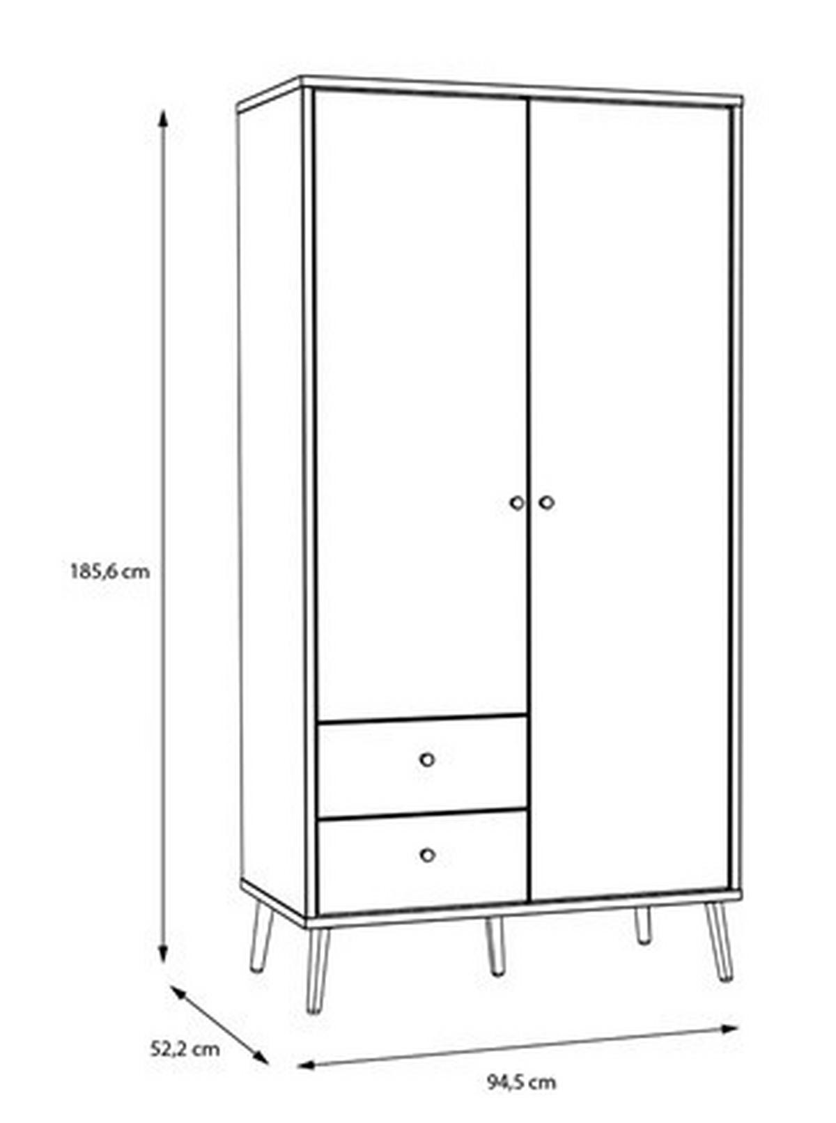 Ruhásszekrény Whenua 94,5/185,6 - tölgyfa színű/zsályazöld, Modern, faalapú anyag/fém (94,5/185,6/52,2cm) - Mömax