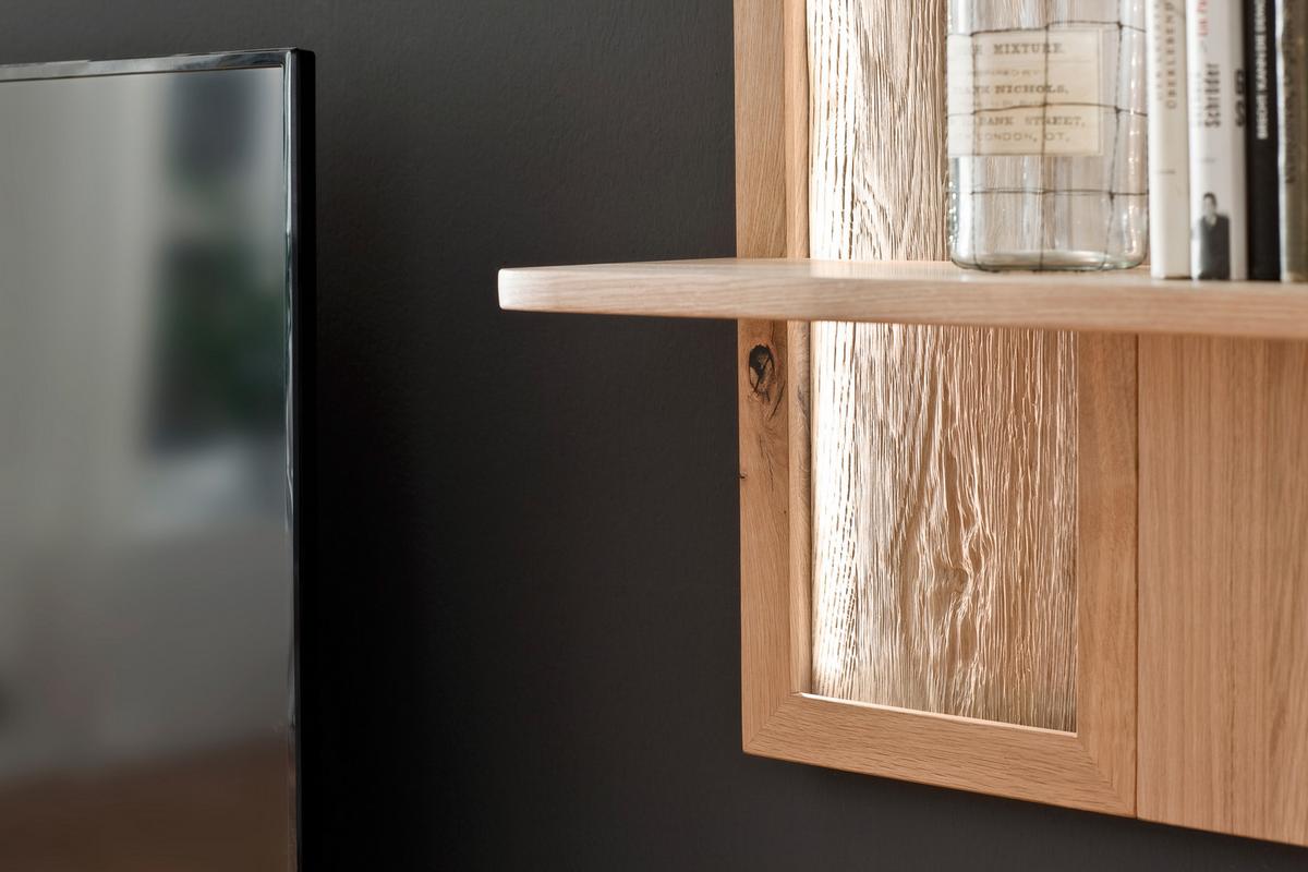 Wandregal Santori B: 121 cm Eichefarben 3 Fächer - Eichefarben, Design, Holz/Holzwerkstoff (121/26/115cm) - Livetastic