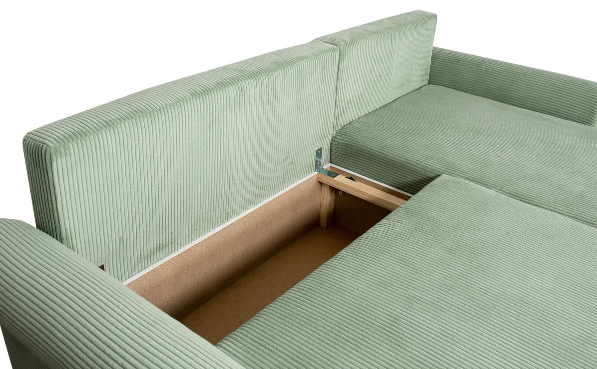 Eckschlafsofa Vasco Grün S: 233x168 cm - Schwarz/Grün, Trend, Textil (233/168cm)