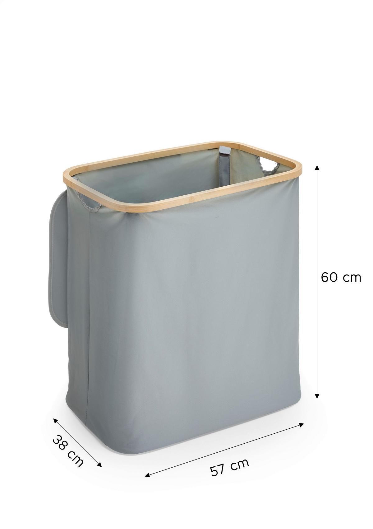 Wäschekorb Grau B: 57 cm - Grau, Design, Holzwerkstoff/Textil (57/60/37cm) - MID.YOU