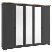 Drehtürenschrank Mit Spiegel 264 cm Jasmin II Graphitfarben - Graphitfarben/Eiche Artisan, LIFESTYLE, Holzwerkstoff (264/220/64cm)