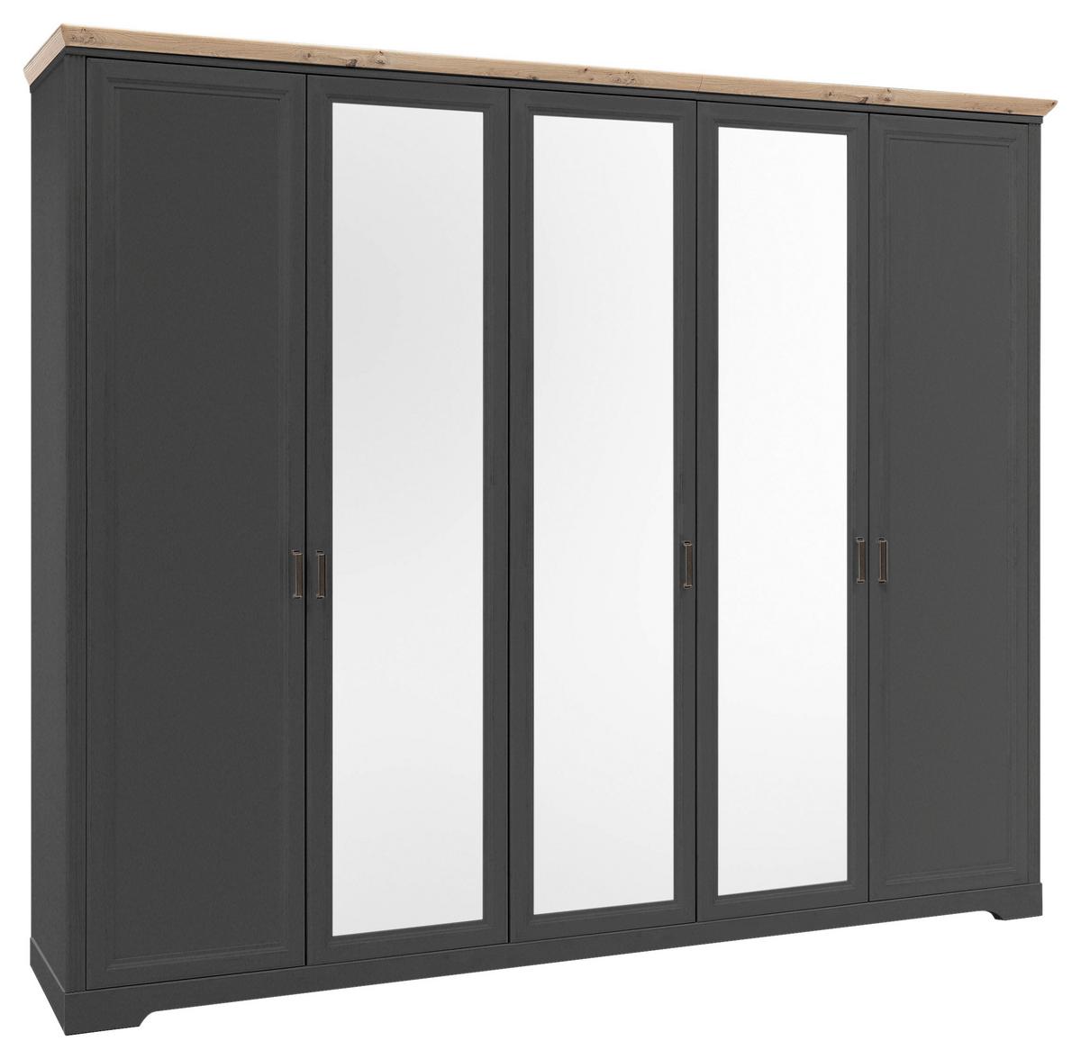 Drehtürenschrank Mit Spiegel 264 cm Jasmin II Graphitfarben - Graphitfarben/Eiche Artisan, LIFESTYLE, Holzwerkstoff (264/220/64cm)