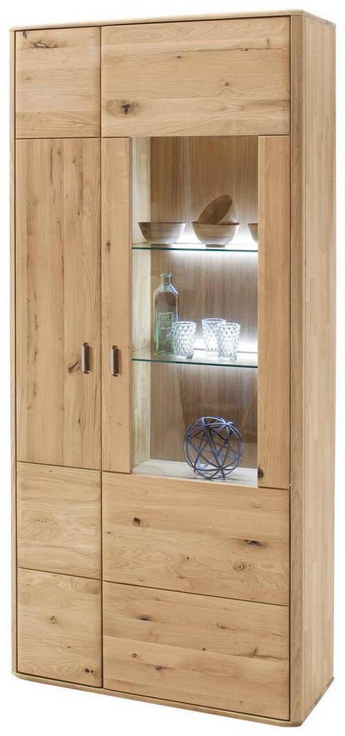 Vitrine Ravello B: 96 cm Eichefarben - Eichefarben, Design, Glas/Holz (96/208/38cm) - Livetastic