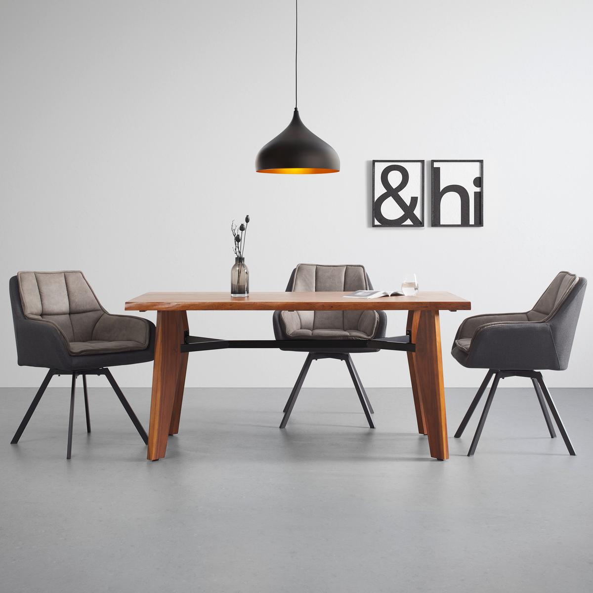 Jedálenský stôl z akácie JASPER 160x90 cm - čierna/farba akácie, Modern, kov/drevo (160/90/75cm) - Bessagi Home