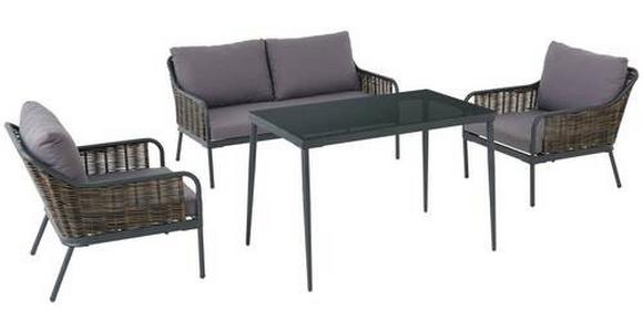 Loungegarnitur Avignon Aus Metall/Kunststoff/Glas/Textil - Sandfarben/Dunkelgrau, MODERN, Karton/Glas - Beldano