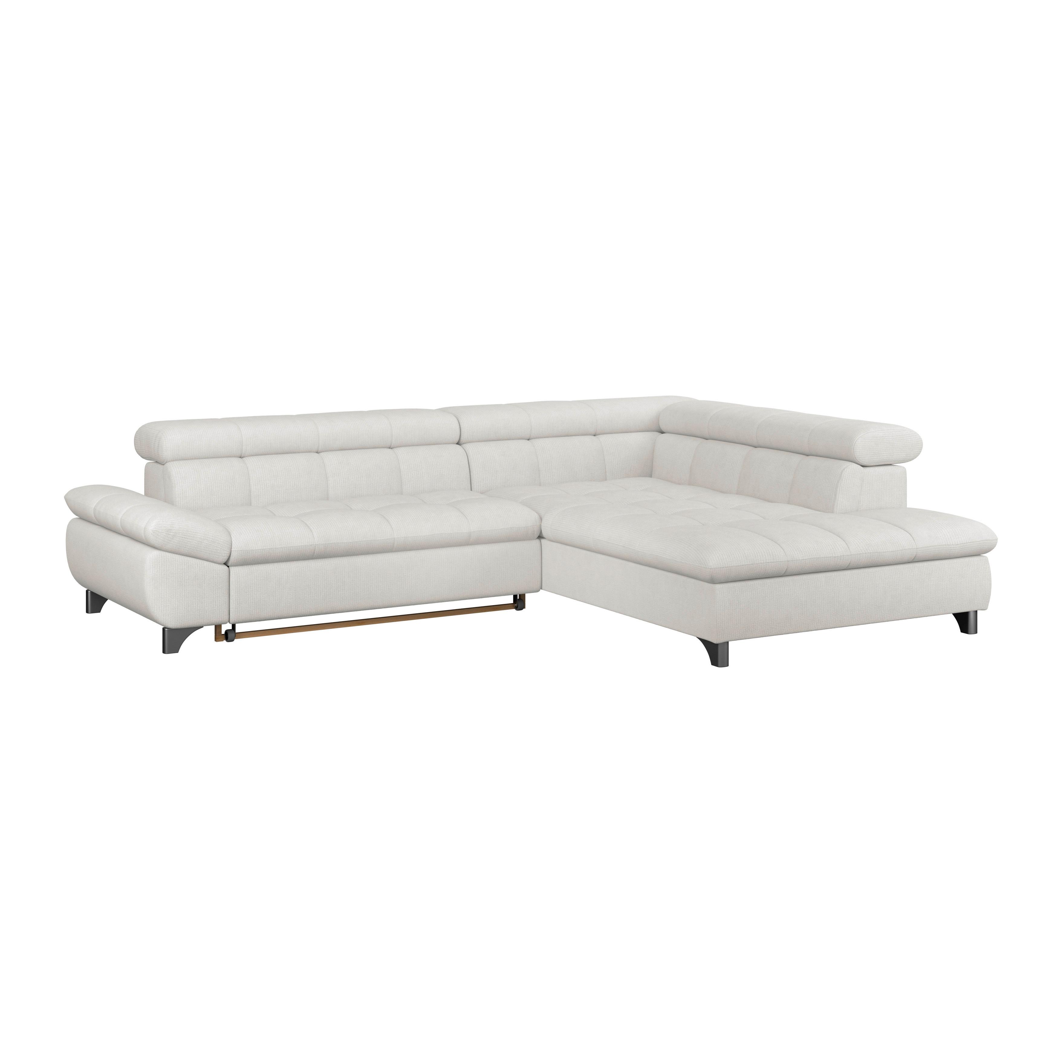 Rohová sedačka GEMINI S, pravá, krémová ženilka - krémová/chrómová, Konventionell, kov/textil (312/234cm)