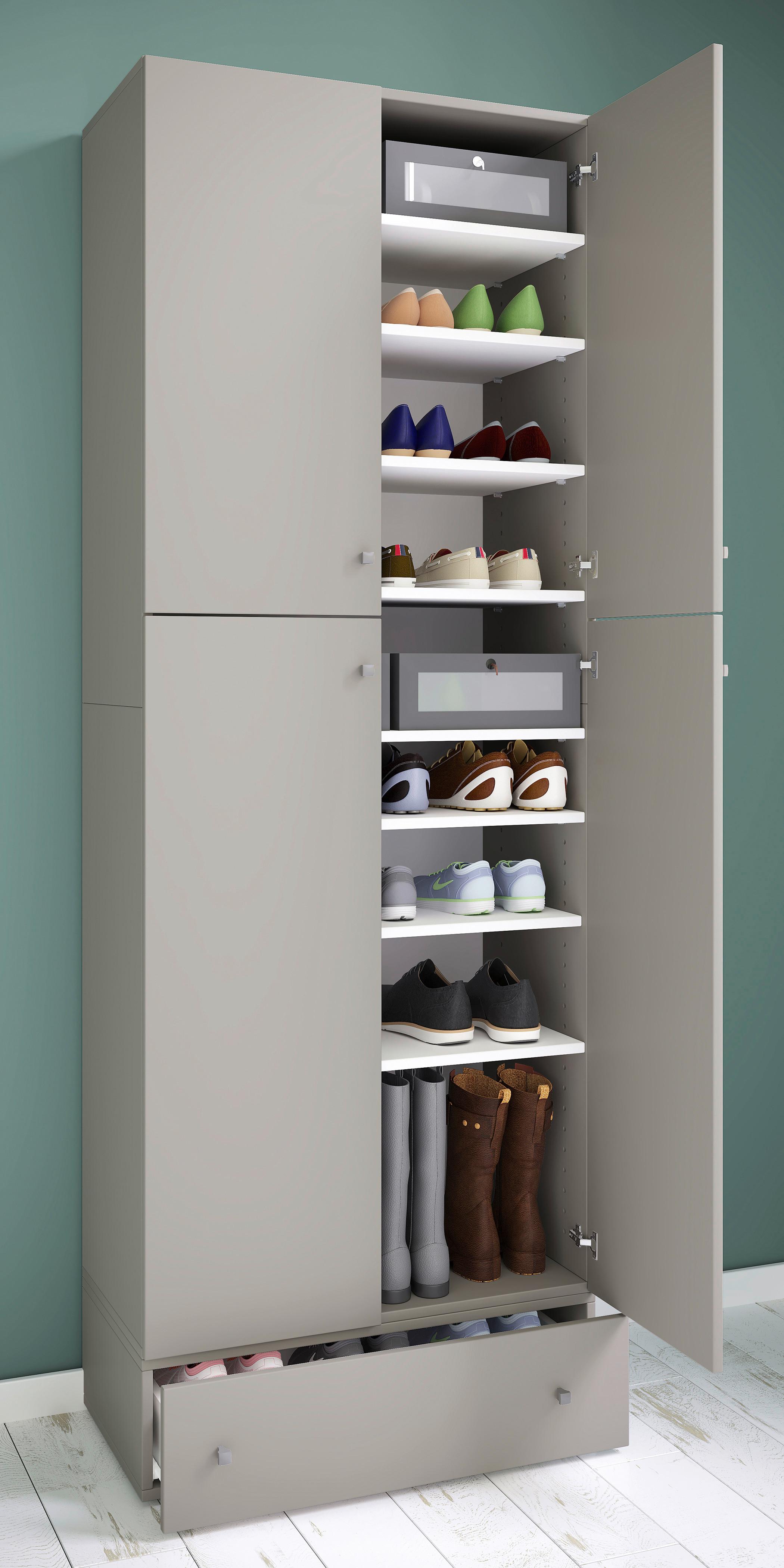 Schuhschrank Lona XXL Grau B: 70 cm - Schwarz/Grau, MODERN, Holzwerkstoff (70/200/39cm) - MID.YOU