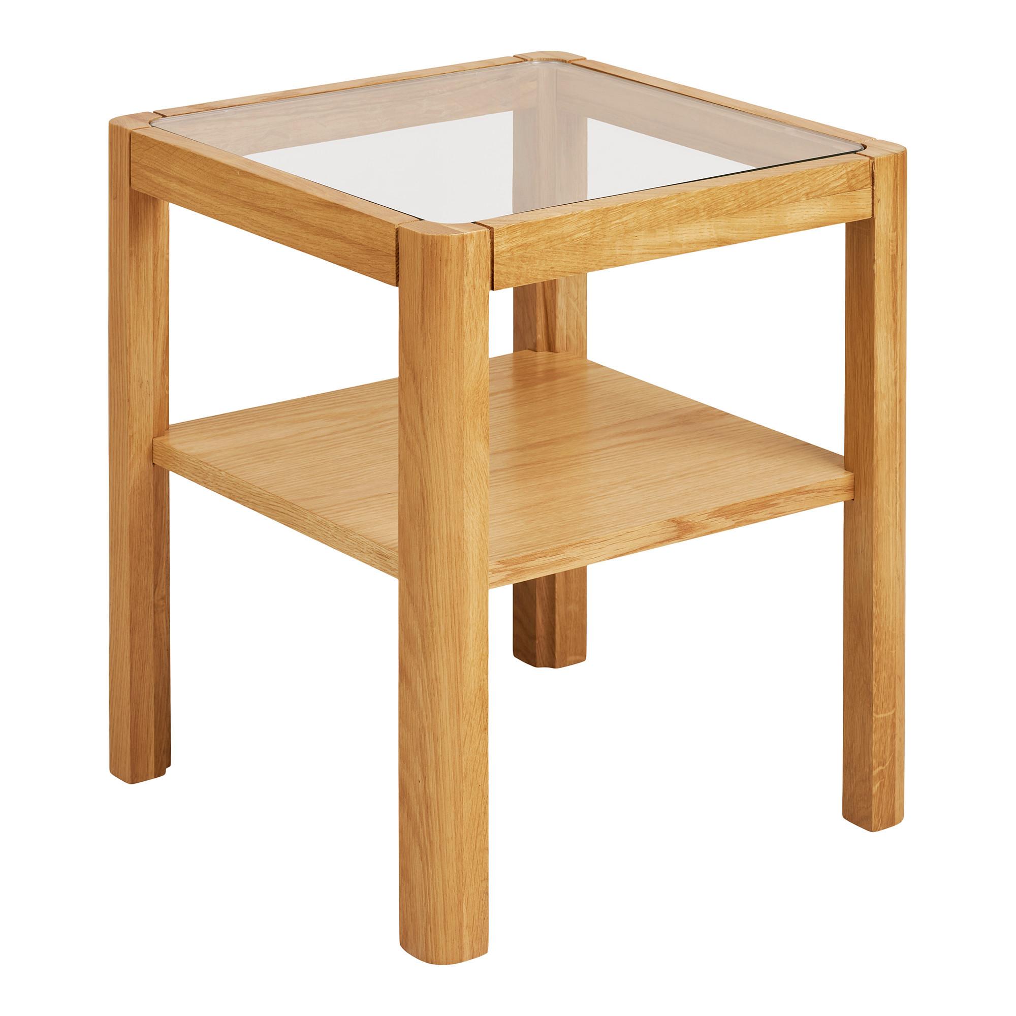 Beistelltisch Lourmarin Eichefarben B: 40cm - Eichefarben, Design, Glas/Holz (40/40/45cm) - MID.YOU