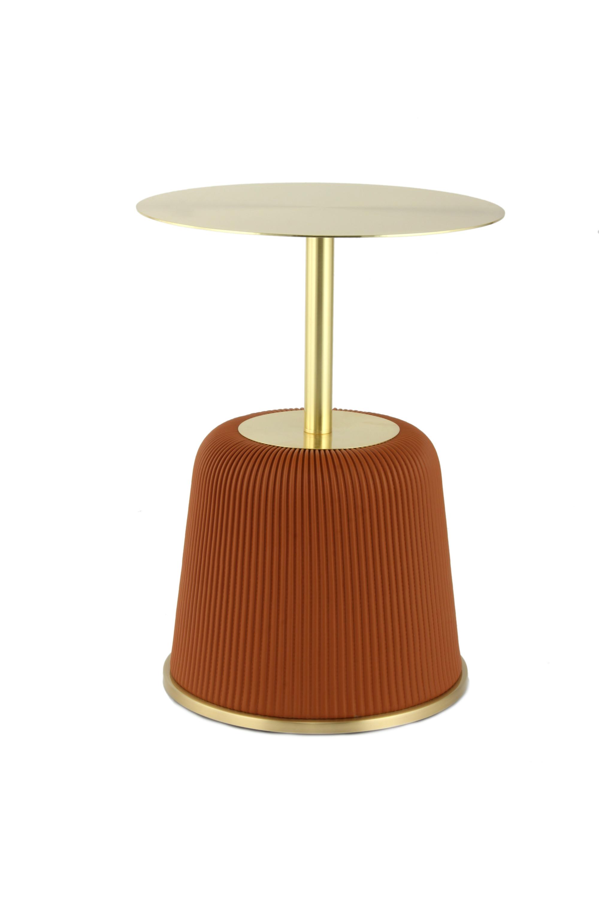 Príručný stolík COGNAC - zlatá/ružová, Design, kov/kompozitné drevo (40/55cm) - MID.YOU