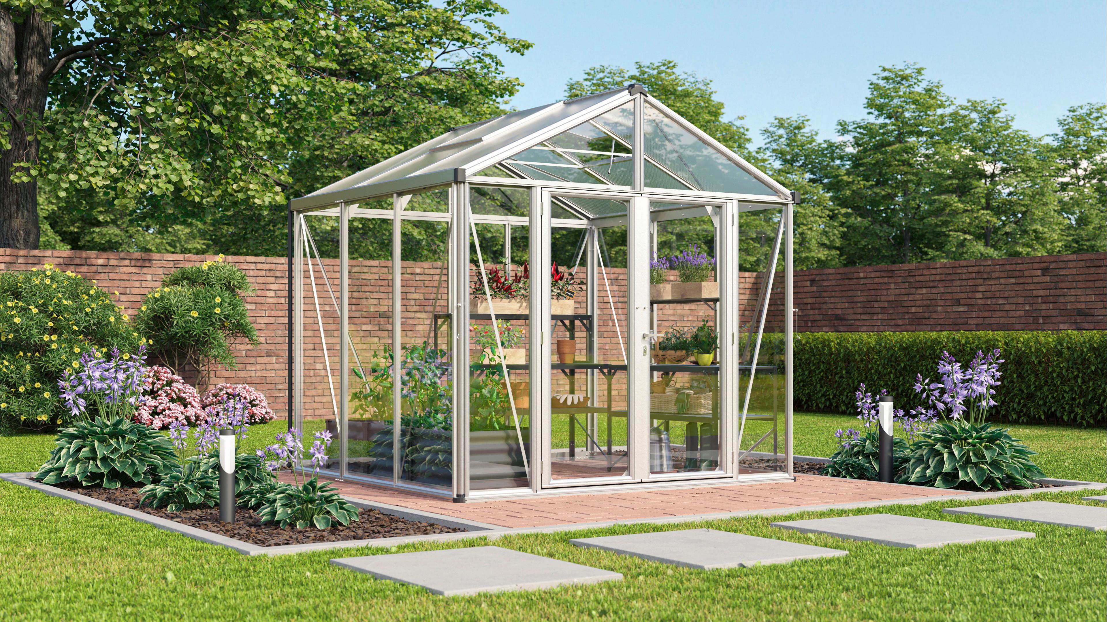Gewächshausbausatz Zeus Comfort 6200 Esg/hkp Set - Alufarben, Basics, Glas/Kunststoff (258,4/250/242cm)