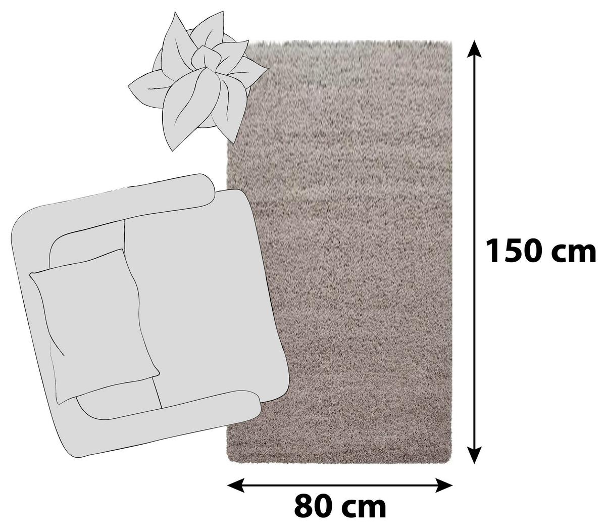 Hochflor Teppich Beige Dream 80x150 cm - Beige, KONVENTIONELL, Textil (80/150cm) - Novel