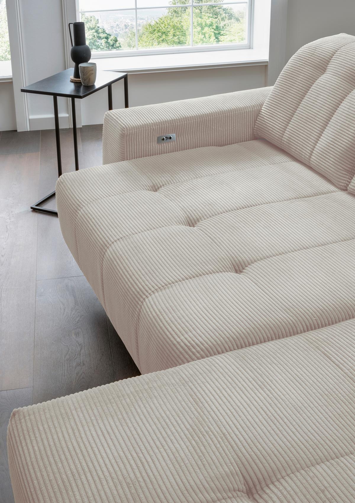 Ecksofa Mit Usb Anschluss Sano, Beige, S: 261x200 Cm - Beige/Schwarz, MODERN, Textil (261/200cm) - Livetastic