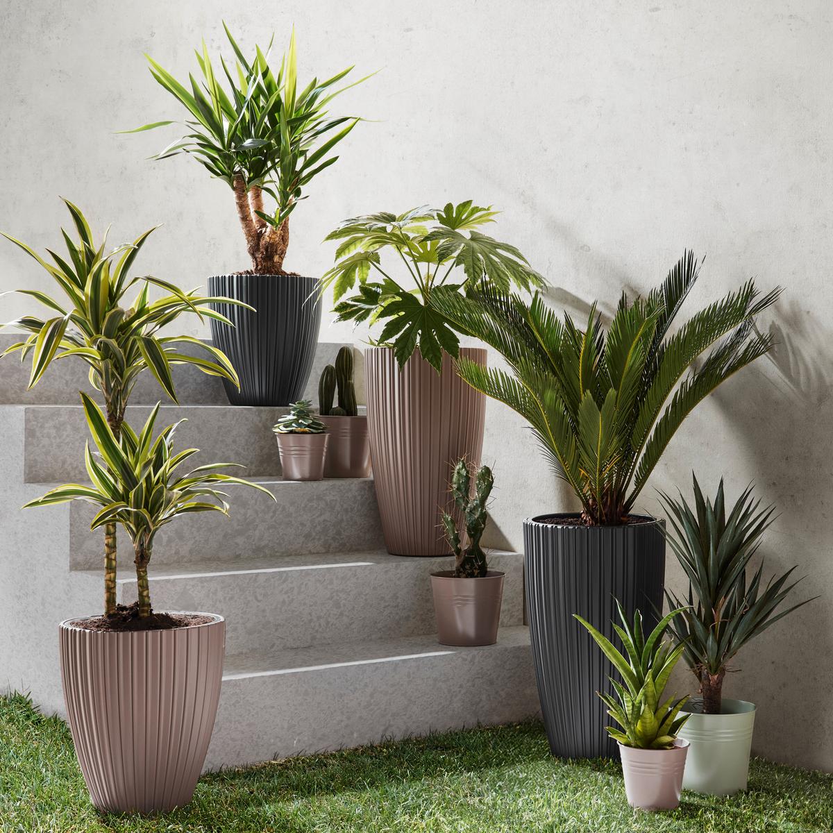 Obal na květináč MIRA 30 - šedohnědá, Konvenční, plast (29,0/32/29,0cm) - Mömax