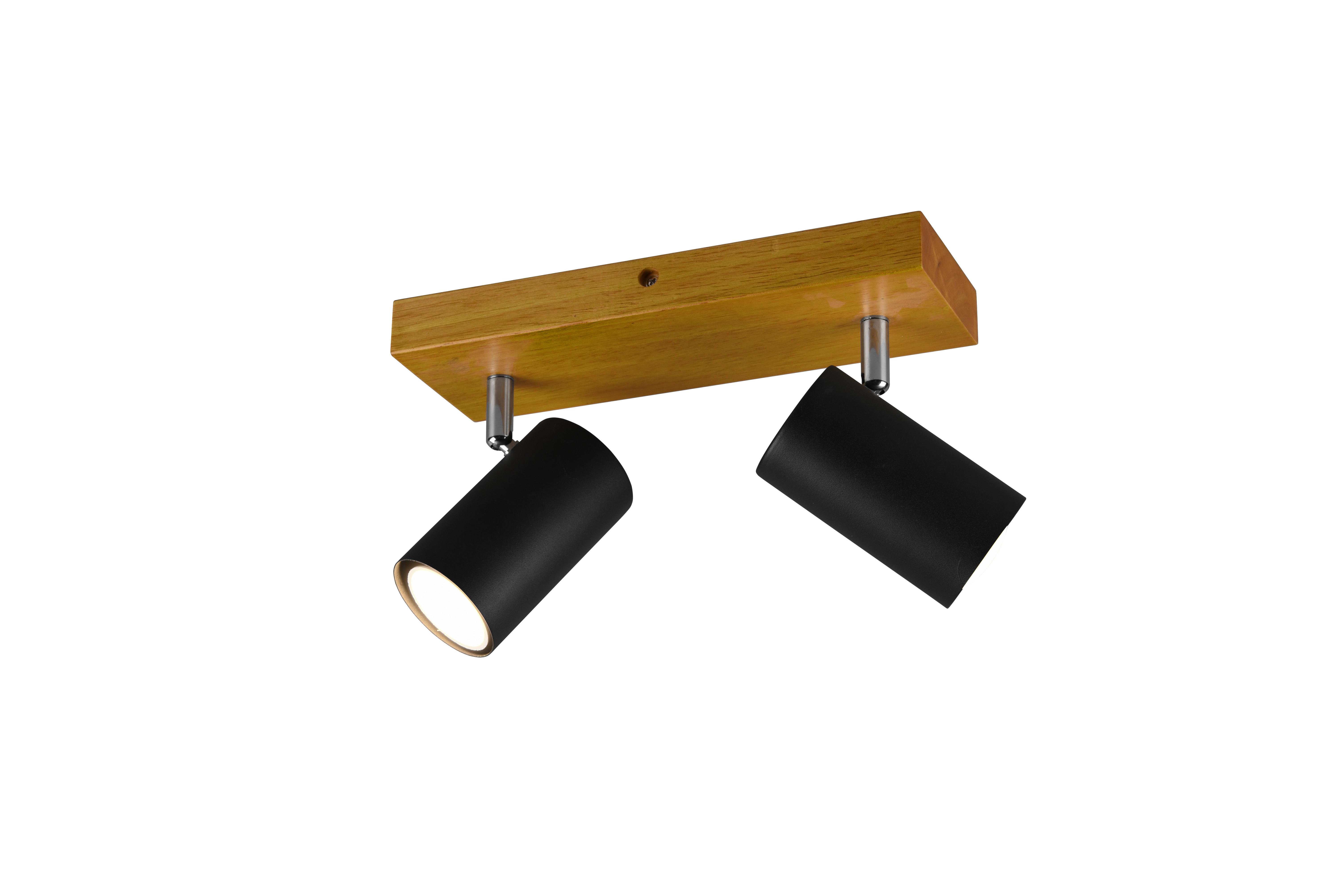 Strahler Marley 2-Flammig verstellbar L: 26 cm - Schwarz, Design, Holz/Metall (26/16/9cm) - Trio Leuchten