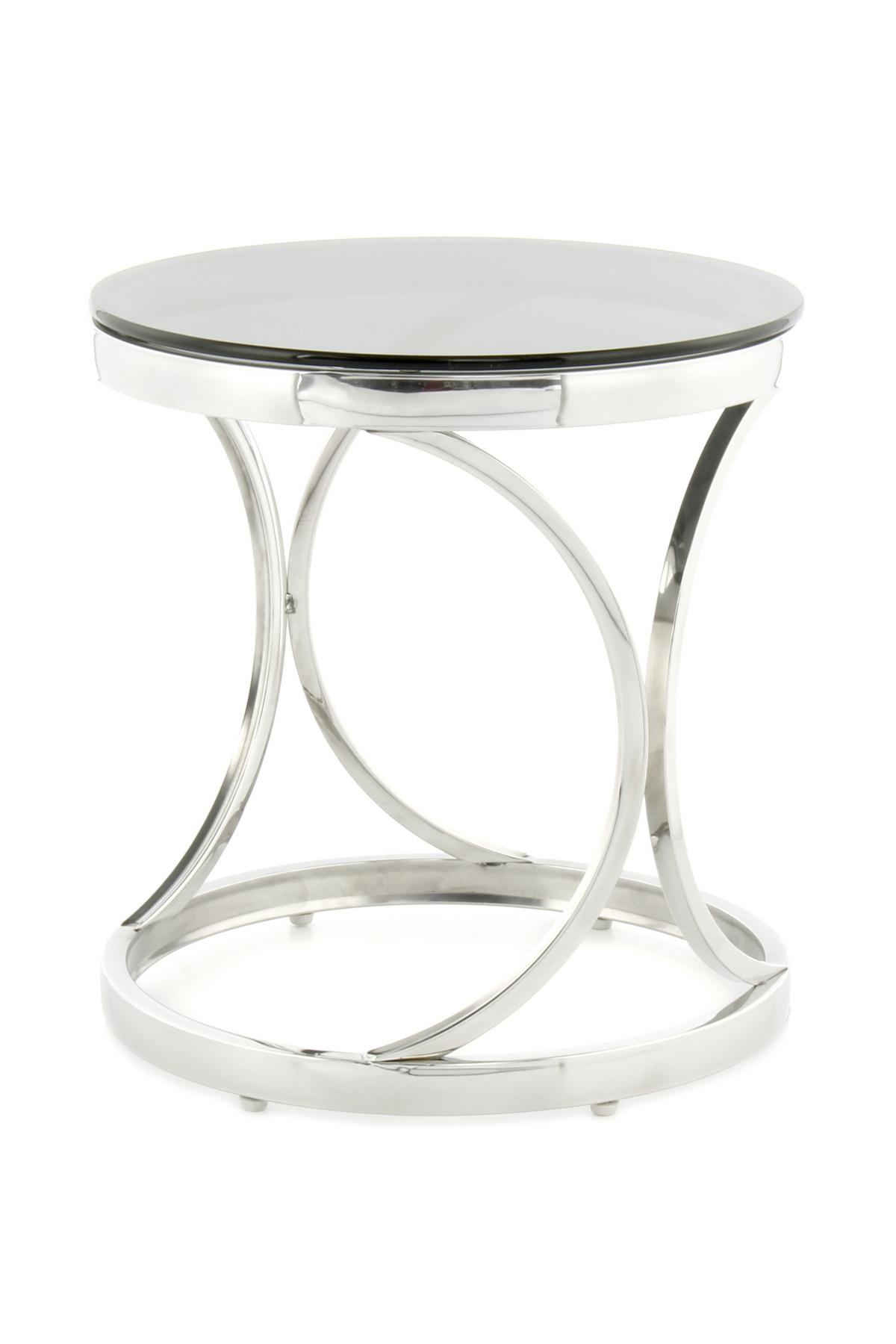Beistellitsch mit Glasplatte Weyda, Silber/Schwarz - Silberfarben/Schwarz, Basics, Glas/Metall (40/40/42cm) - Kayoom