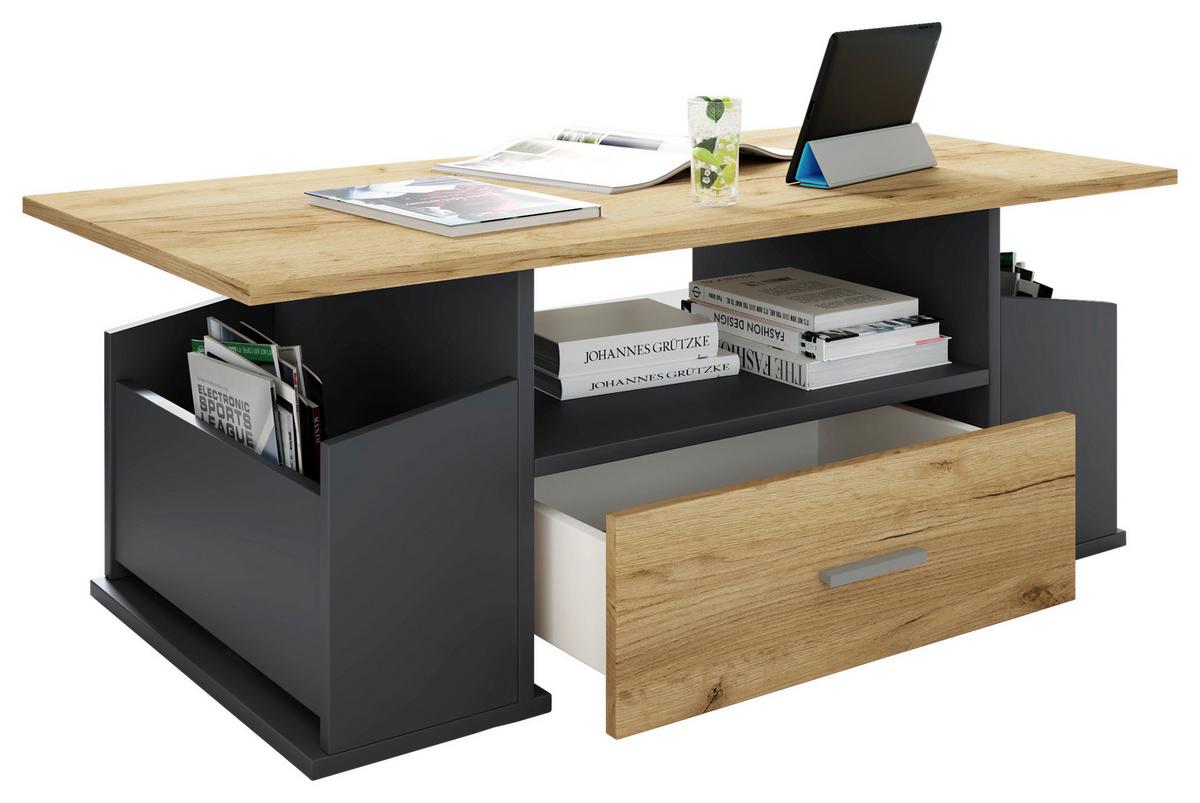 COUCHTISCH Junata Anthrazit Honigeiche - Honigeiche/Anthrazit, Design, Holzwerkstoff (110/52/44cm) - MID.YOU