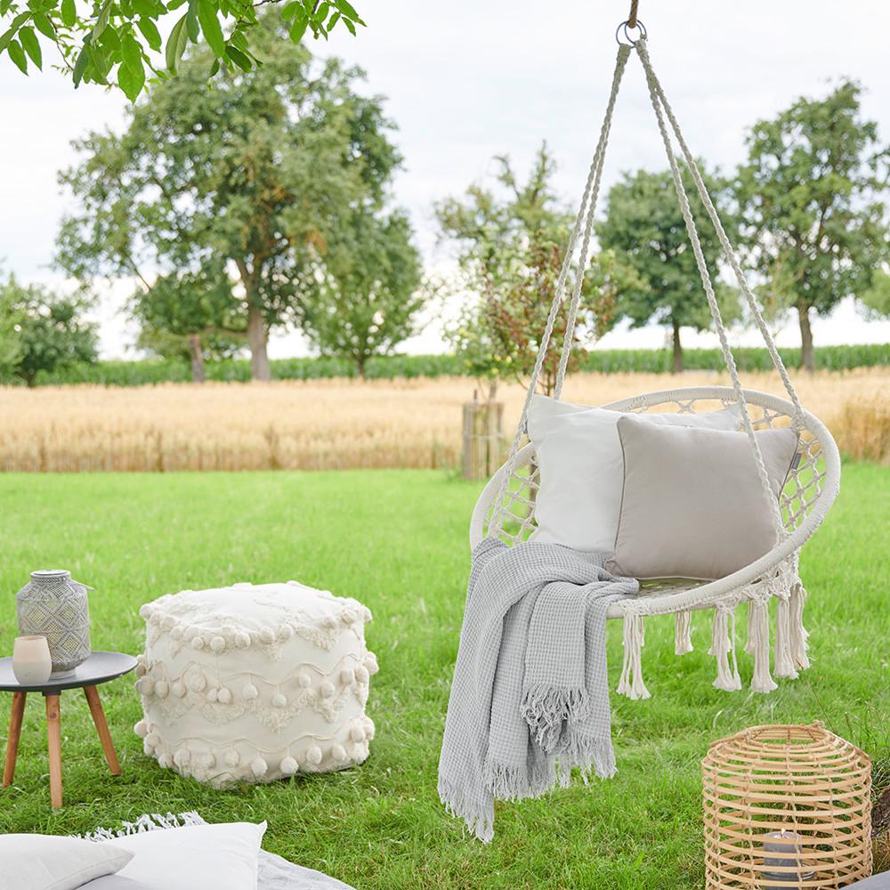 ZÁVĚSNÉ KŘESLO VALENCIA 1 - bílá, Romantický / Rustikální, kov/textil (80/115-135/60cm) - Mömax