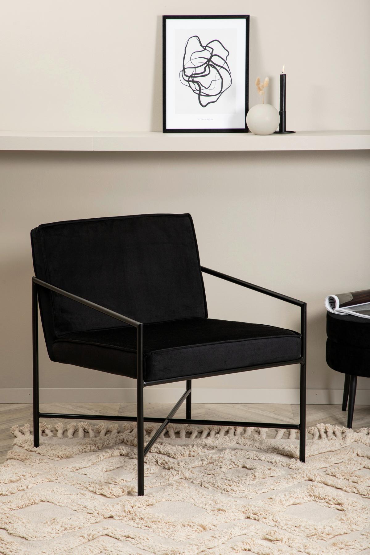 Sessel Rakel - Schwarz, Design, Textil/Metall (66/78/65cm) - Livetastic