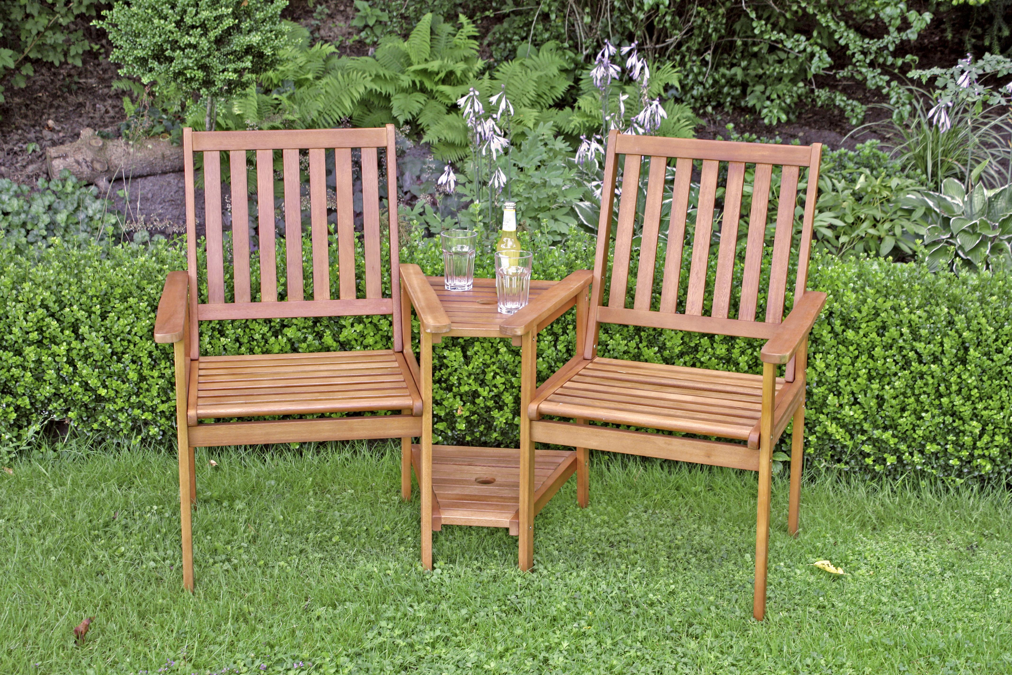 Gartenmöbel Set 3-Tlg Edison aus Eukalyptusholz - Braun, Basics, Holz (260/96/77cm) - Gardenson