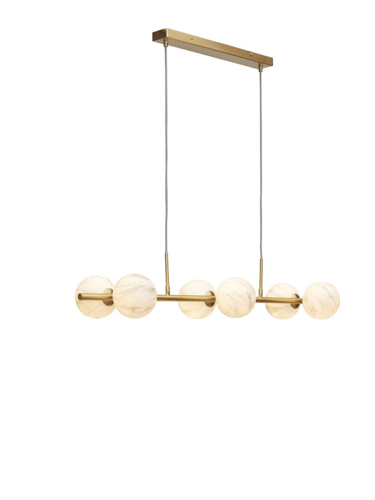 Hängeleuchte Carrera 6-Flammig höhenverstellbar - Goldfarben/Weiß, Basics, Glas/Metall (105/30cm) - It's about Romi