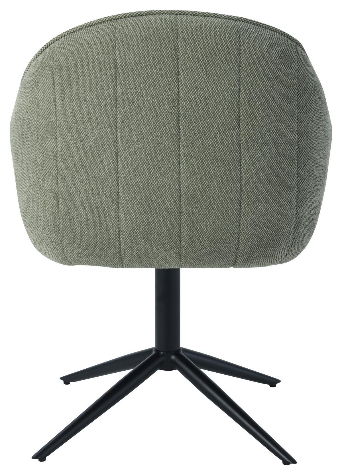 Armlehnstuhl Amara Leinenoptik Grün, B: 60 cm - Schwarz/Grün, KONVENTIONELL, Holz/Textil (60/81/62cm) - MID.YOU