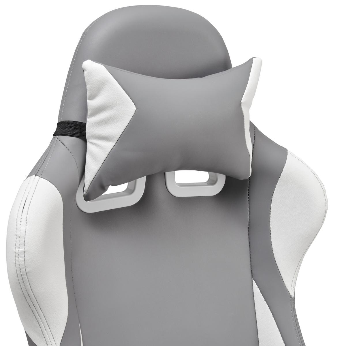 Gamingstuhl Racer - Weiß/Grau, MODERN, Kunststoff/Textil (66/126-134/59cm) - Livetastic