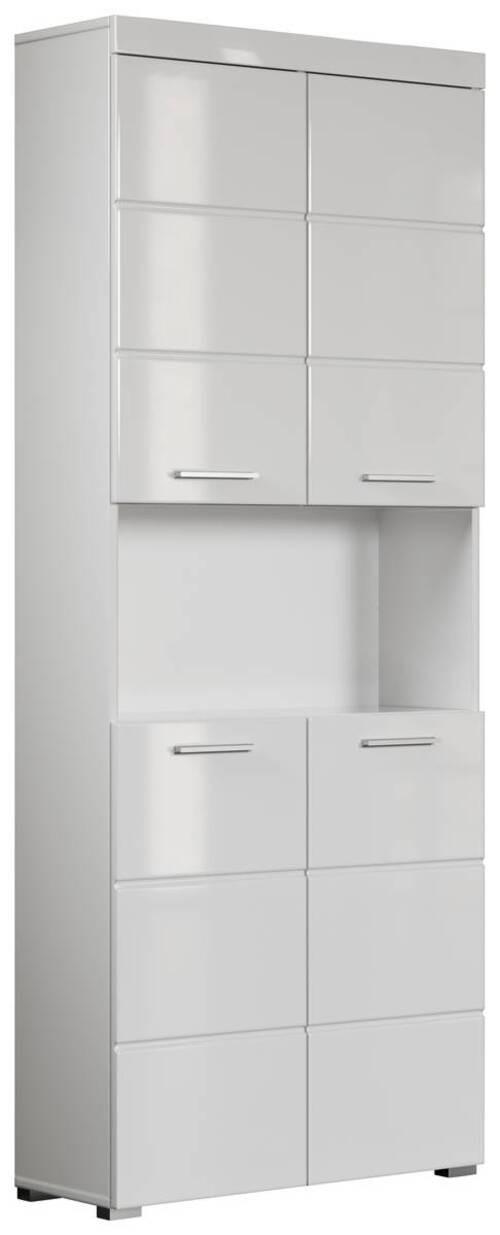 Hochschrank Amanda B: 73 cm Weiß - Silberfarben/Weiß, MODERN, Holzwerkstoff (73/190/31cm) - MID.YOU