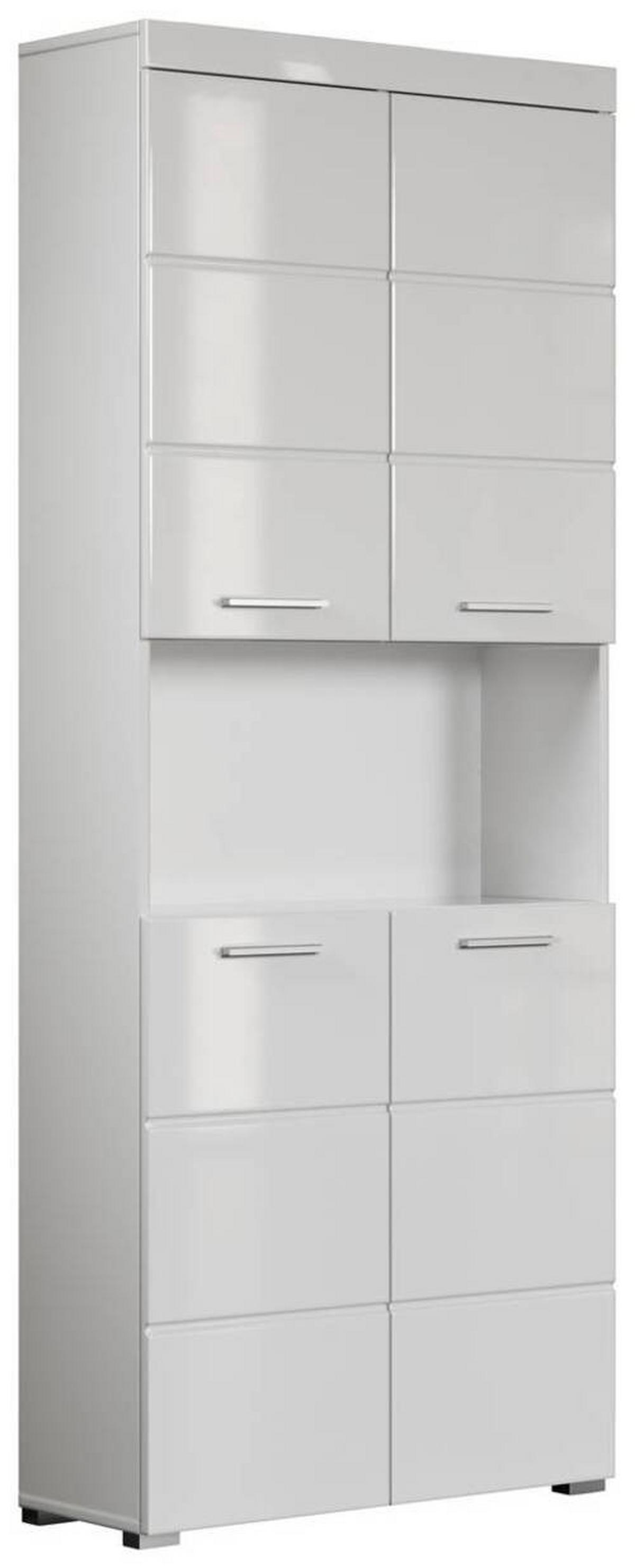 Hochschrank Amanda B: 73 Cm Weiß - Silberfarben/Weiß, MODERN, Holzwerkstoff (73/190/31cm) - MID.YOU