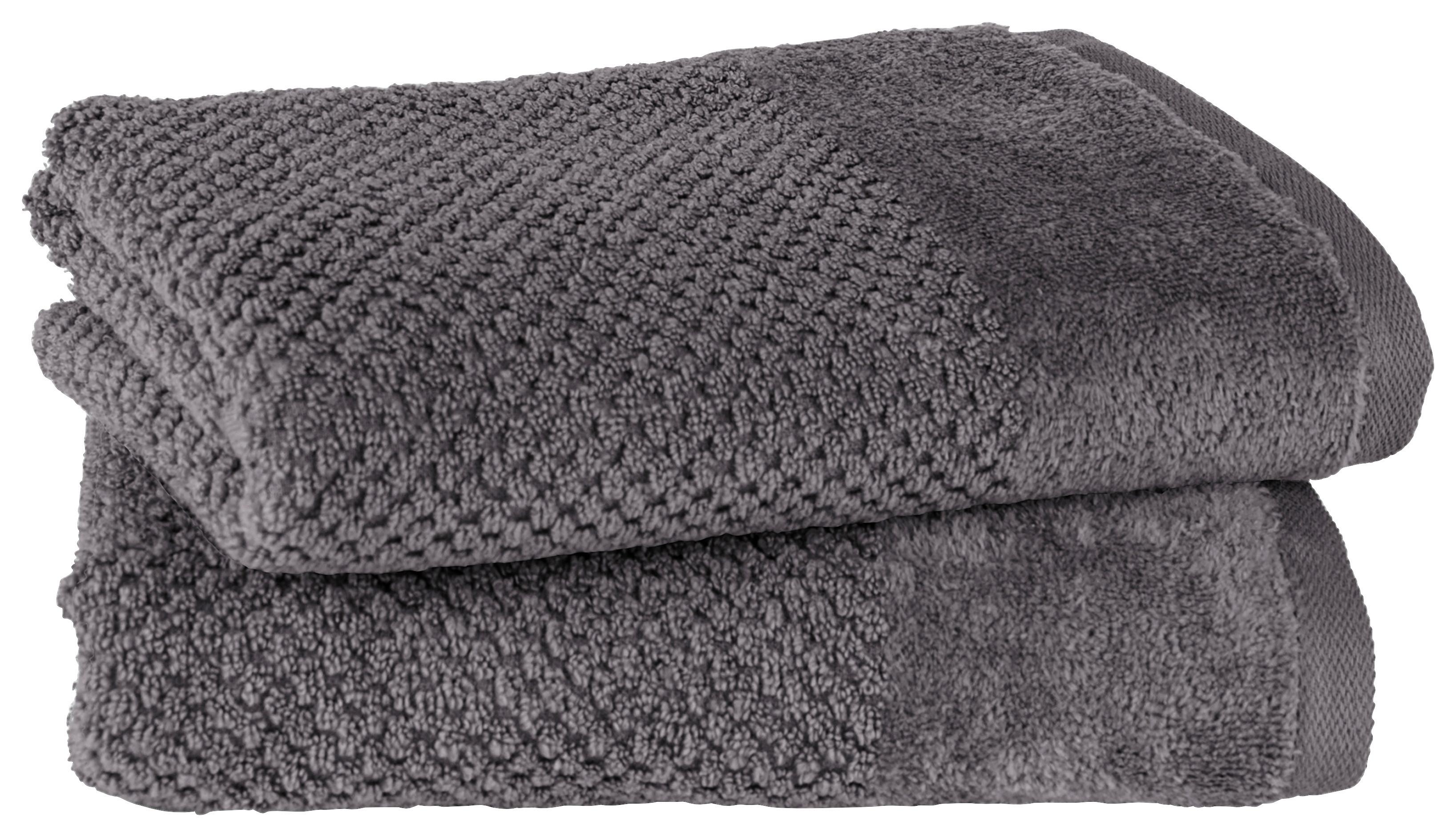 HANDTUCHSET Popcorn 2er Set Anthrazit - Anthrazit, Basics, Textil (50/100cm)