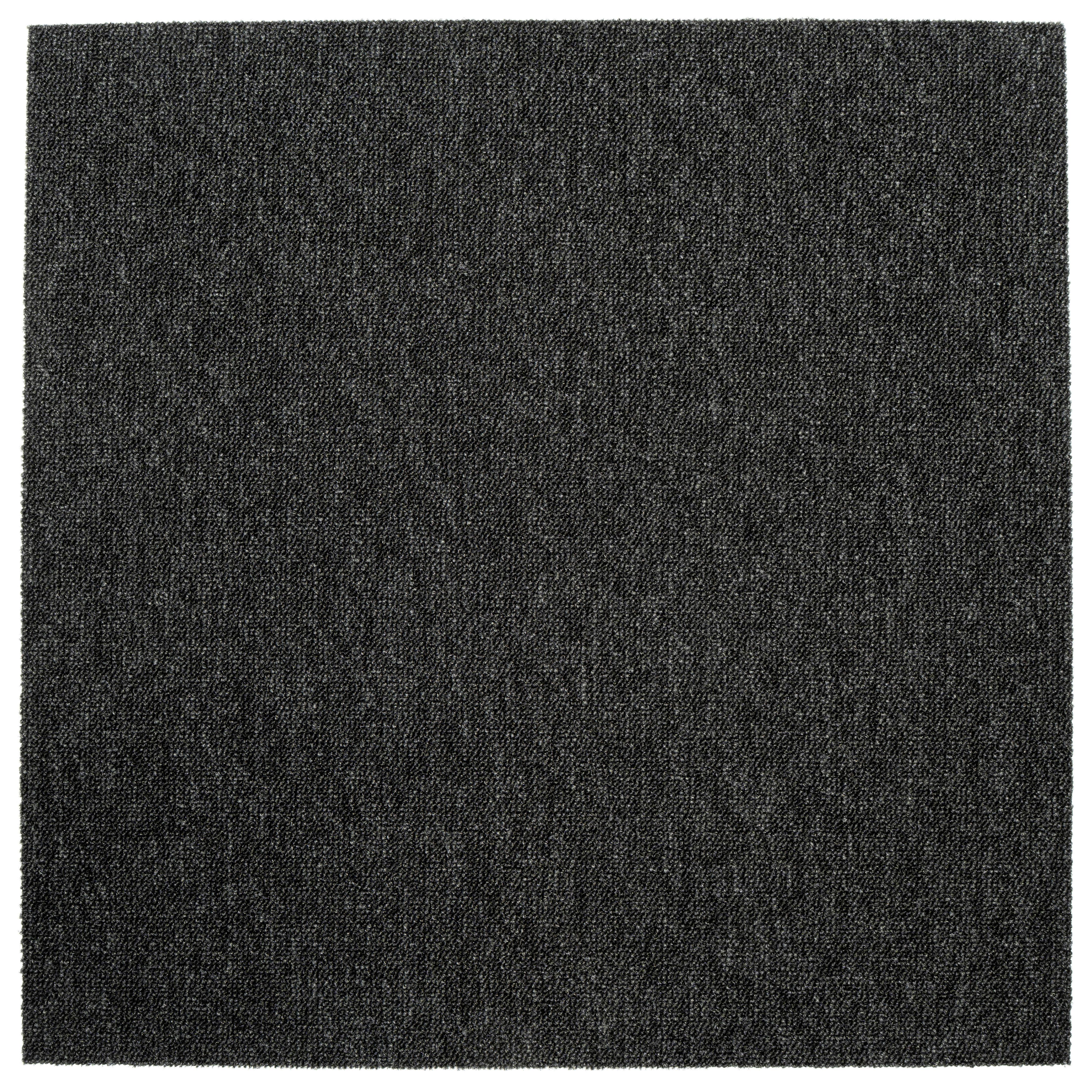 Teppichfliese Schwarz Sparkle 50x50 cm Florhöhe 3,5 mm - Basics, Textil (50/50cm)