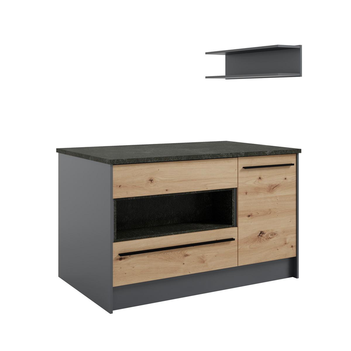 Kücheninsel Jazz Anthrazit / Eiche Artisan 145x90x90 cm - Anthrazit/Eiche Artisan, Basics, Holzwerkstoff (145/90/90cm) - P & B