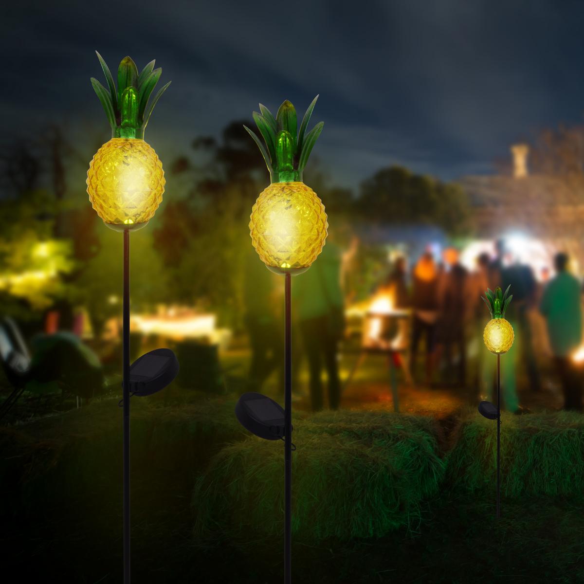 Solarleuchte Schwarz Ananas 1xled Kaltweiß H: 81cm - Schwarz/Orange, Basics, Glas/Metall (10 cm /81 cm cm) - Näve