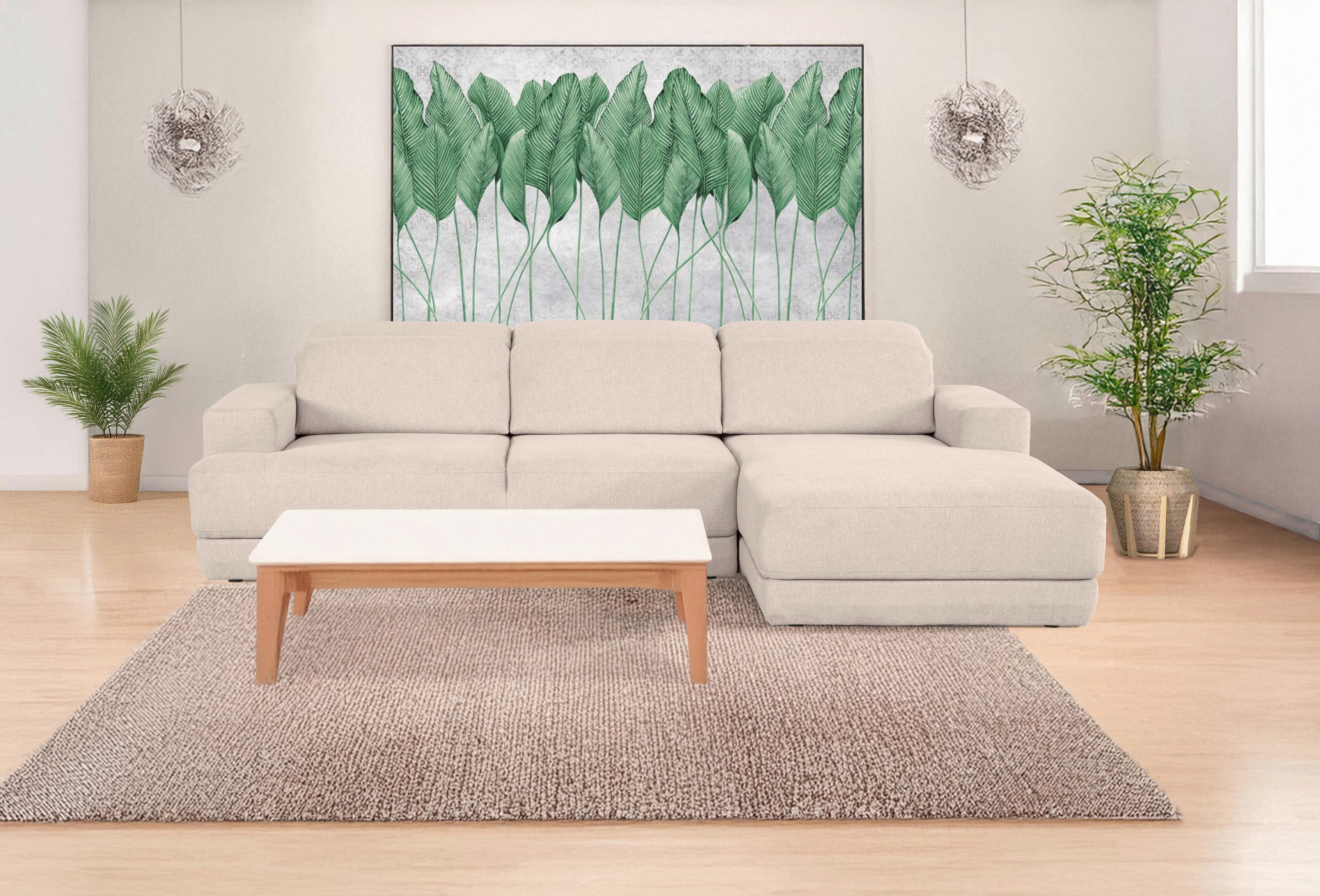 Ecksofa Frans Beige S: 204 cm - Beige/Schwarz, Design, Textil (204/293cm) - MID.YOU