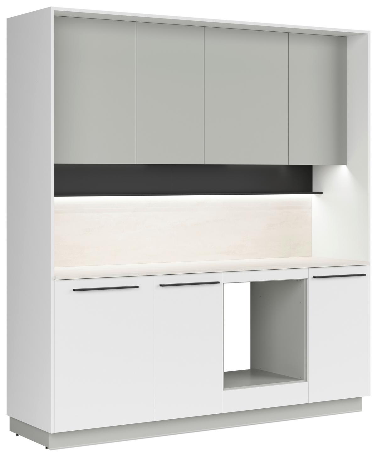 Kuchynská linka, š. 210 cm vrát.pasparty a dekor.obkladu - čierna/sivá, Basics, kompozitné drevo/plast (210cm) - Visiona