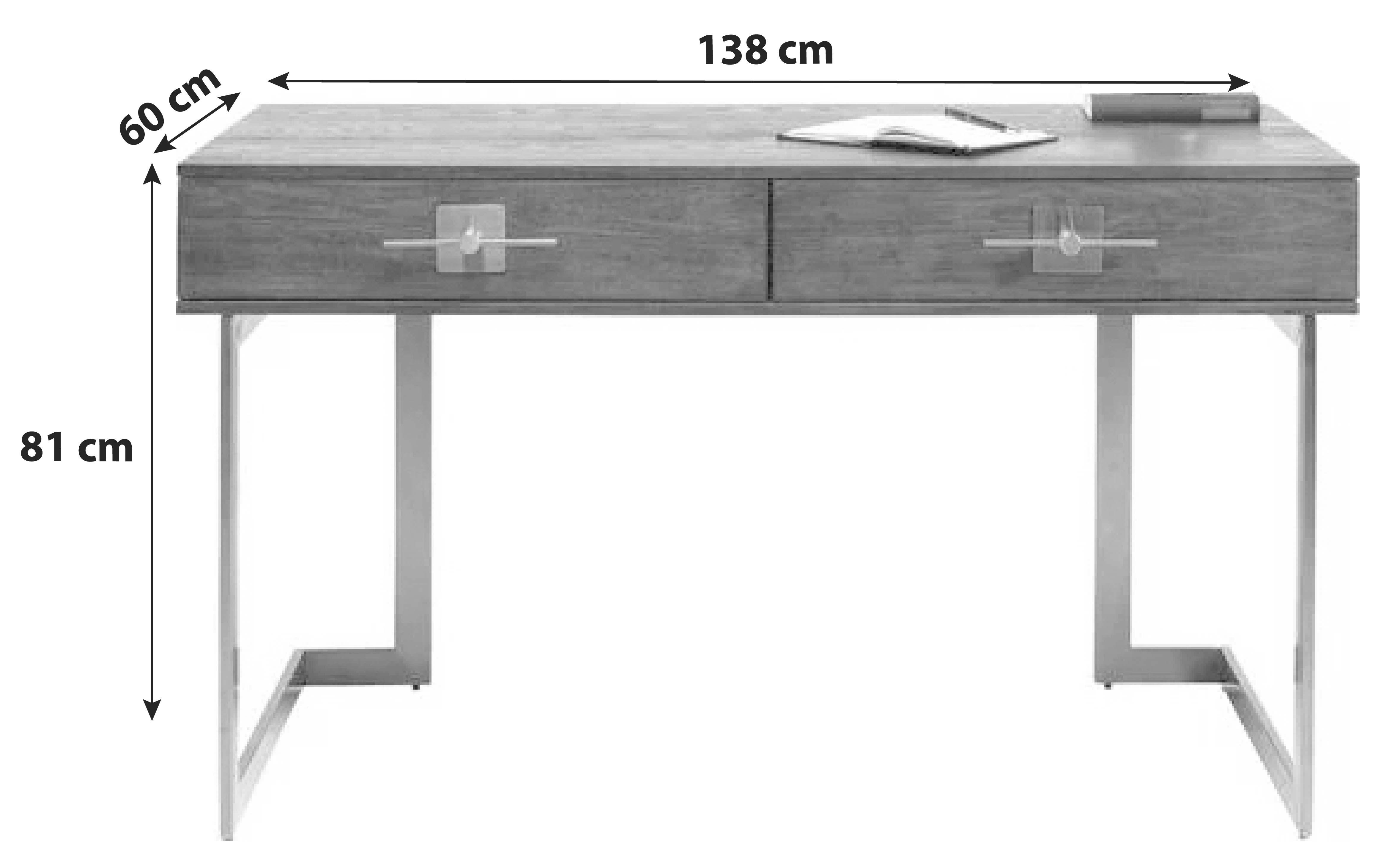 Schreibtisch Osaka - Messingfarben/Braun, Trend, Holzwerkstoff/Metall (138/60/81cm) - Kare-Design