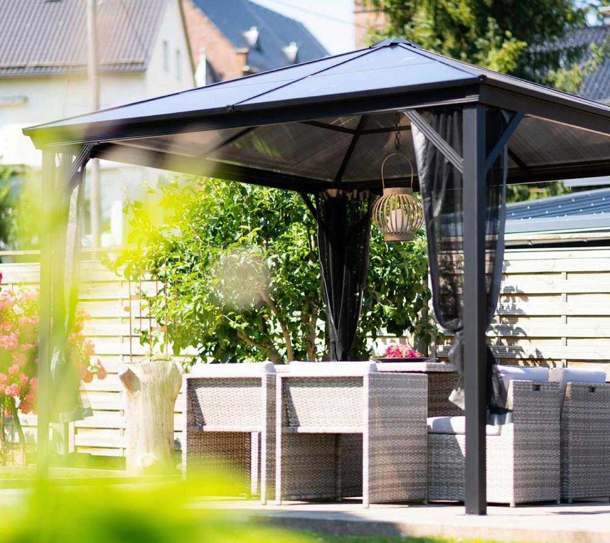 Pavillon Verona 298x298 Cm Wetterfest Gartenpavvilon - Anthrazit, Basics, Kunststoff/Metall (298/261/298cm)