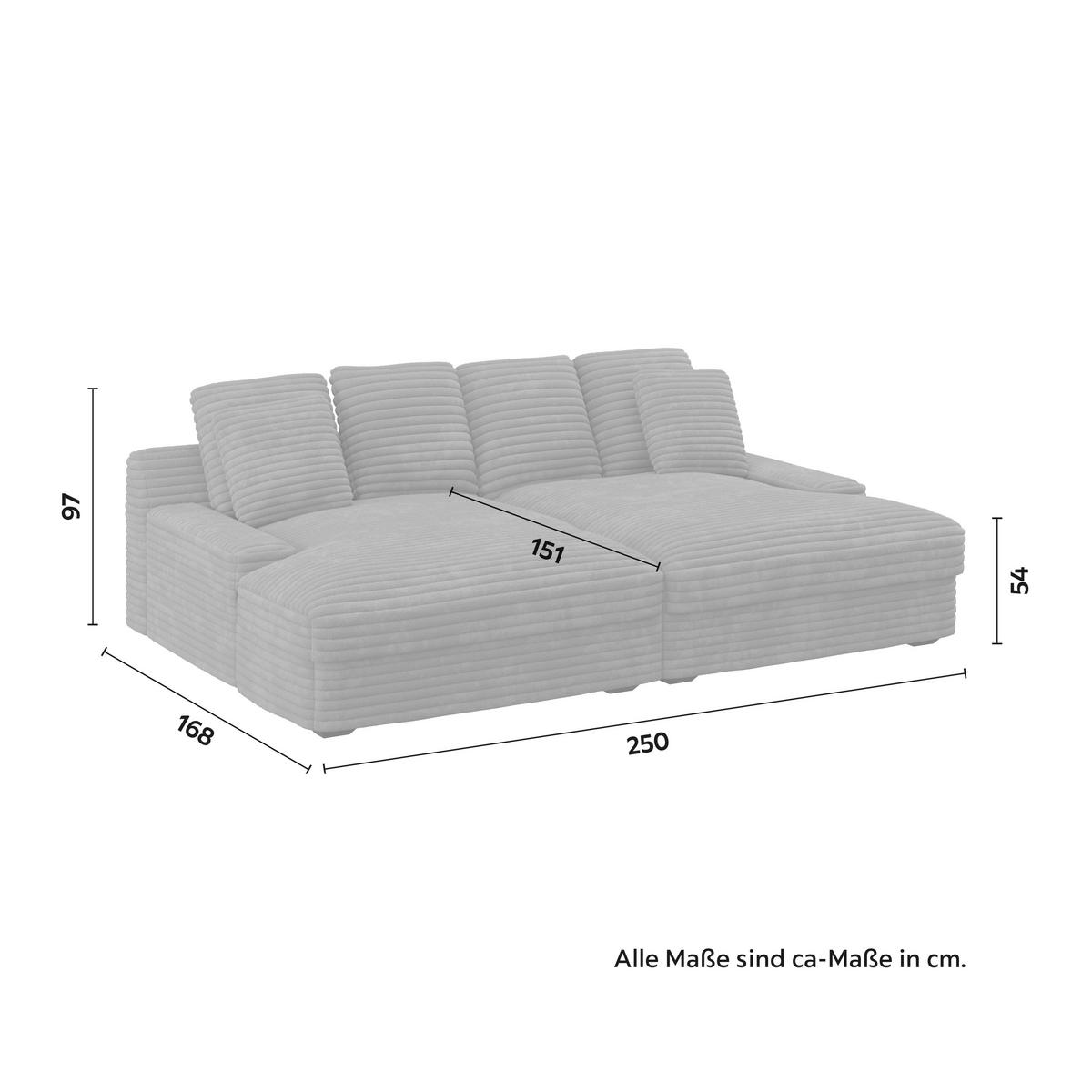 Velká pohovka ELEONORA, hnědý manšestr, max. 360 kg - černá/hnědá, Moderní, dřevo/textil (250/97/168cm) - Bessagi Home