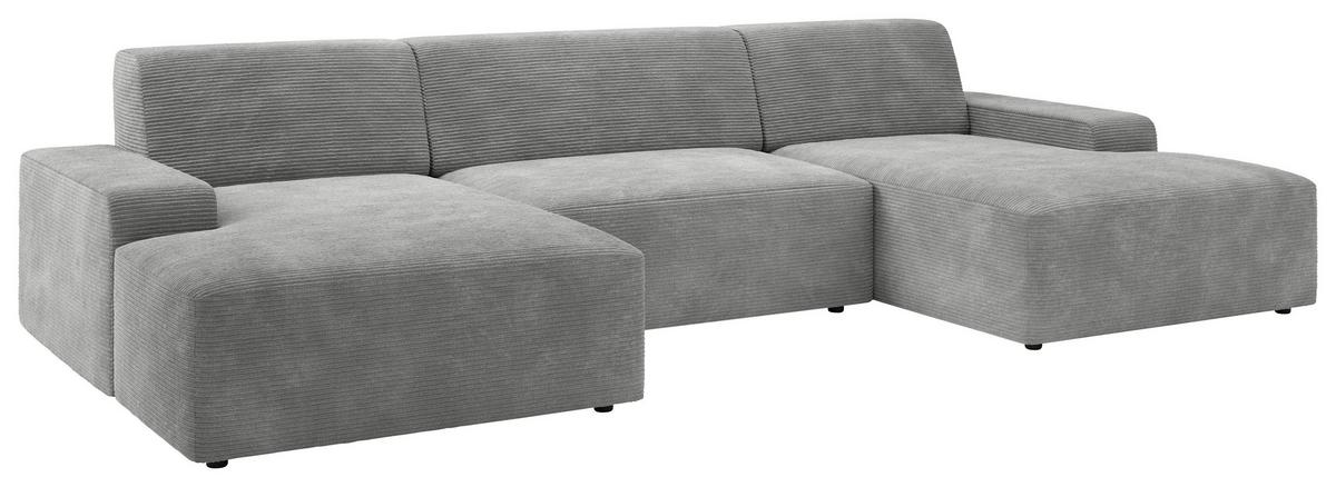 Wohnlandschaft Wien Grau U: 162x329x162 cm - Schwarz/Grau, MODERN, Textil (162/329/162cm) - Trendmanufaktur