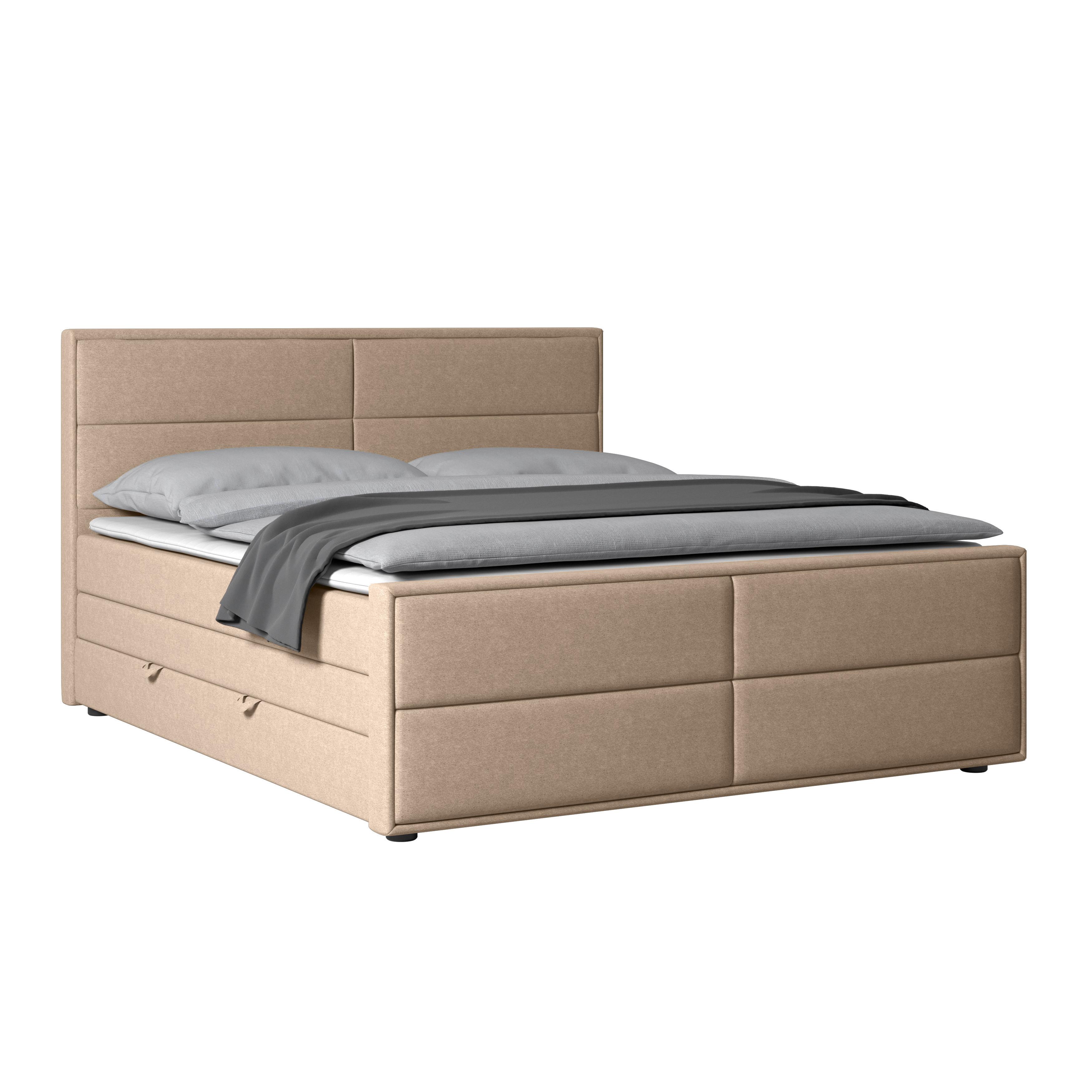 Boxspringbett Palermo 180x200 Cm Naturfarben - Schwarz/Naturfarben, MODERN, Karton/Holz (180/200cm) - MID.YOU