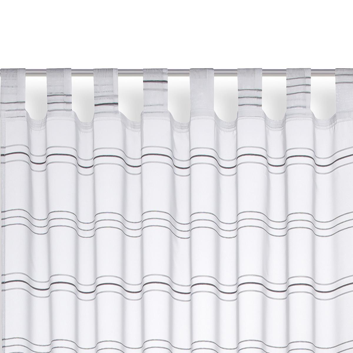 Vorhang Mit Schlaufen Und Band Halina 145x245 Cm Weiß/ Silber - Silberfarben/Weiß, KONVENTIONELL, Textil (145/245cm) - Luca Bessoni